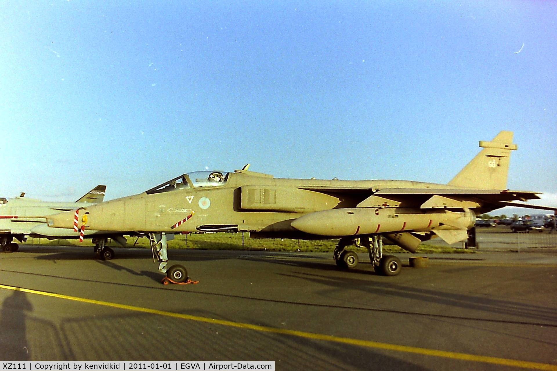 XZ111, 1976 Sepecat Jaguar GR.1A C/N S.112, At RIAT 1993, scanned from negative.