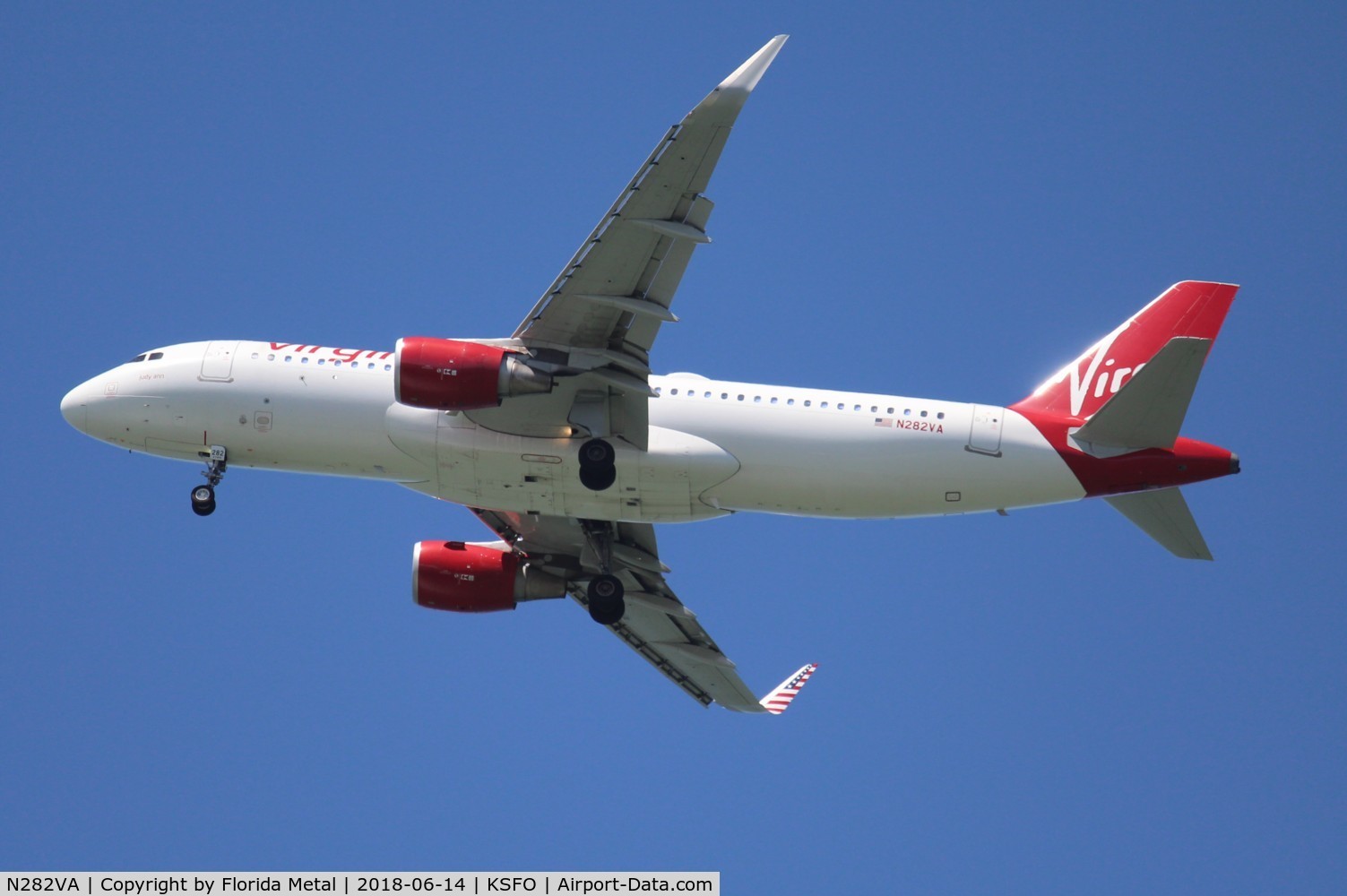 N282VA, 2015 Airbus A320-214 C/N 6704, SFO 2018