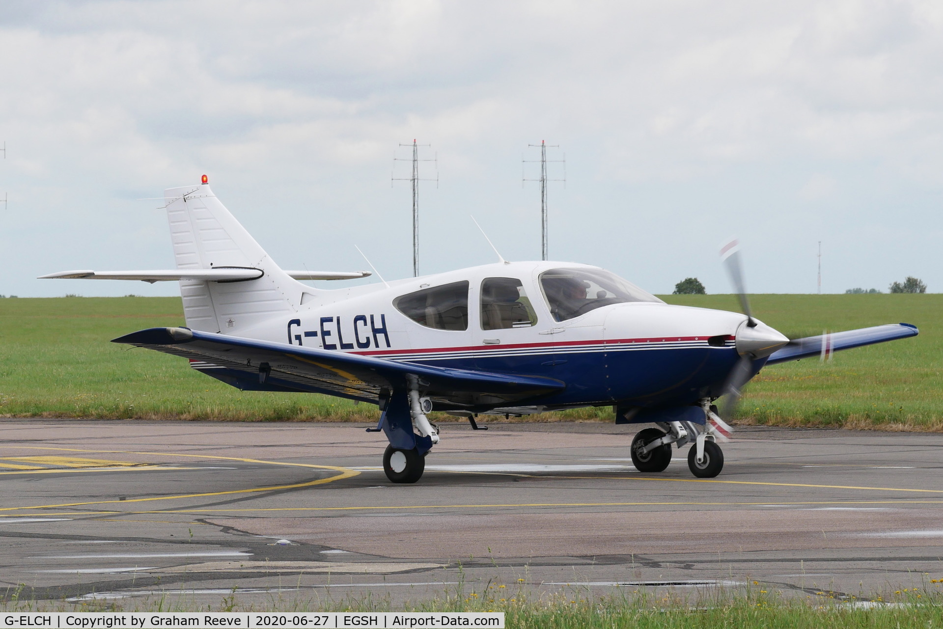 G-ELCH, 1993 Rockwell Commander 114B C/N 14566, Departing from Norwich.