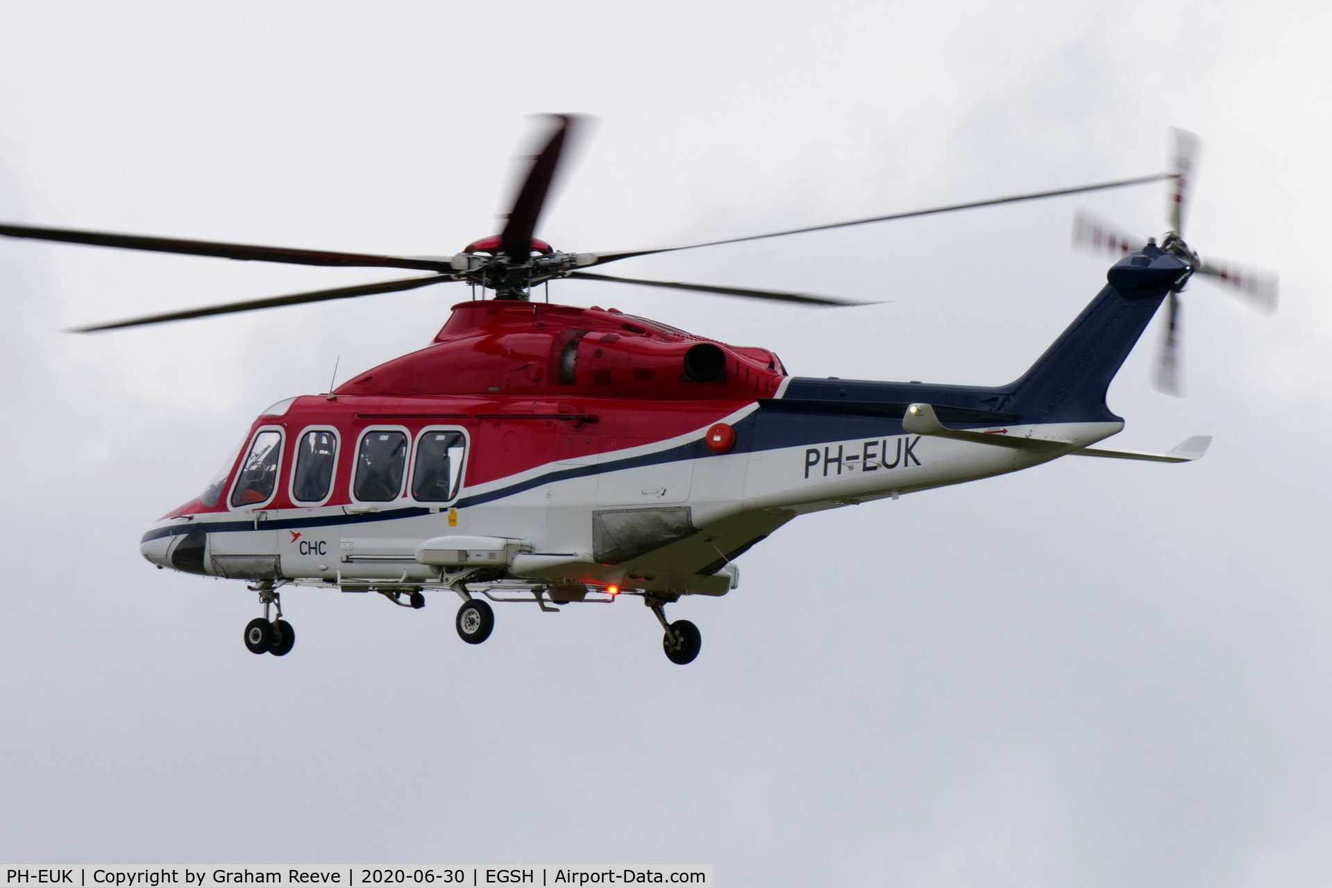 PH-EUK, 2013 AgustaWestland AW-139 C/N 31474, Landing at Norwich.