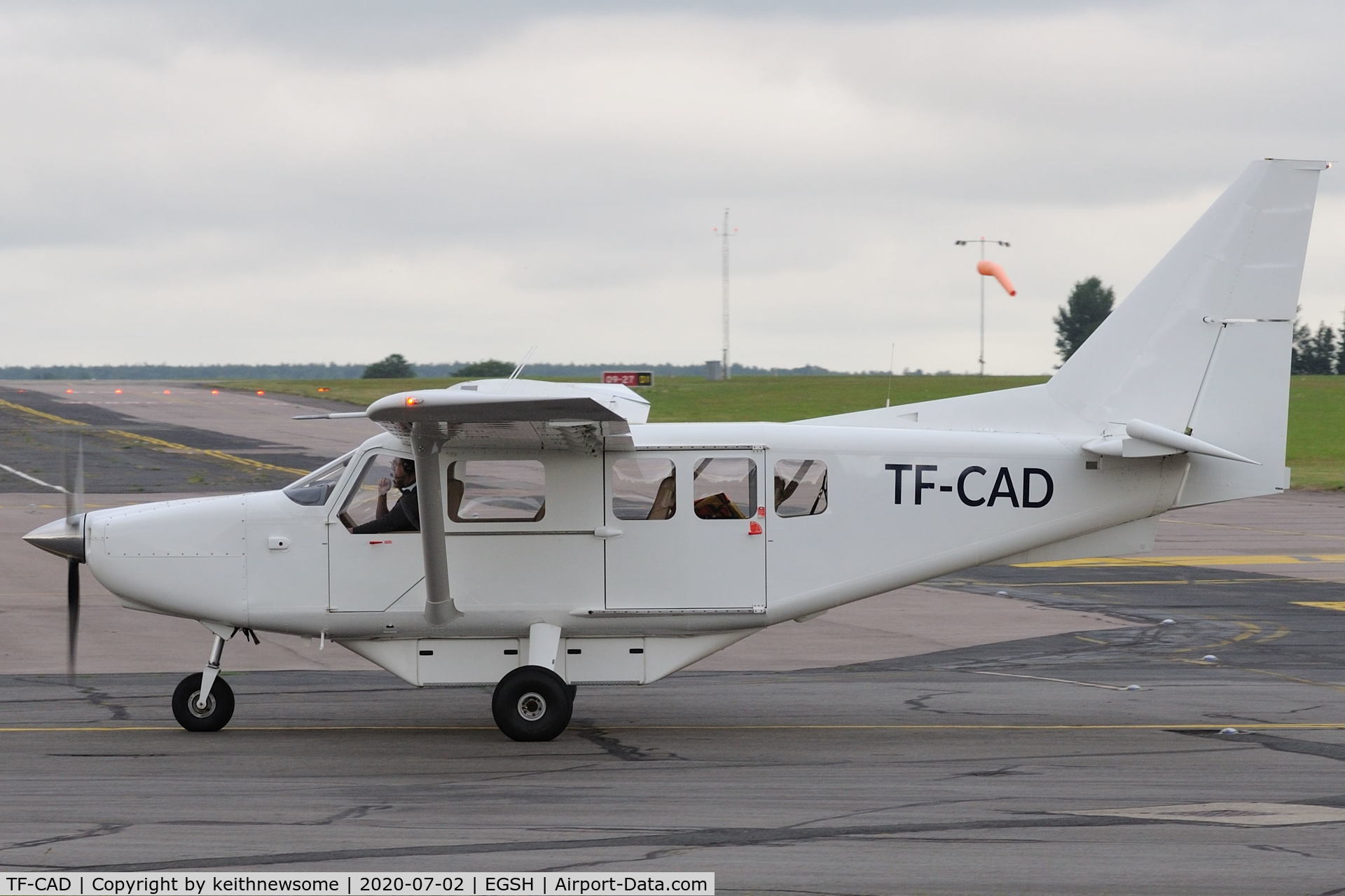 TF-CAD, Gippsland GA-8TC 320 Airvan C/N A8-TC-320-11-169, Arriving at Norwich from Wick.