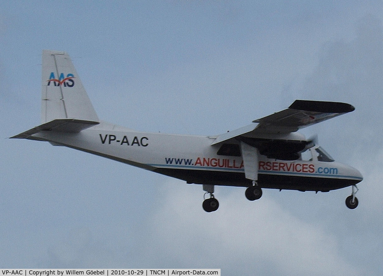 VP-AAC, 1981 Britten-Norman BN-2A-26 Islander C/N 919, Landing on St Maarten Airport