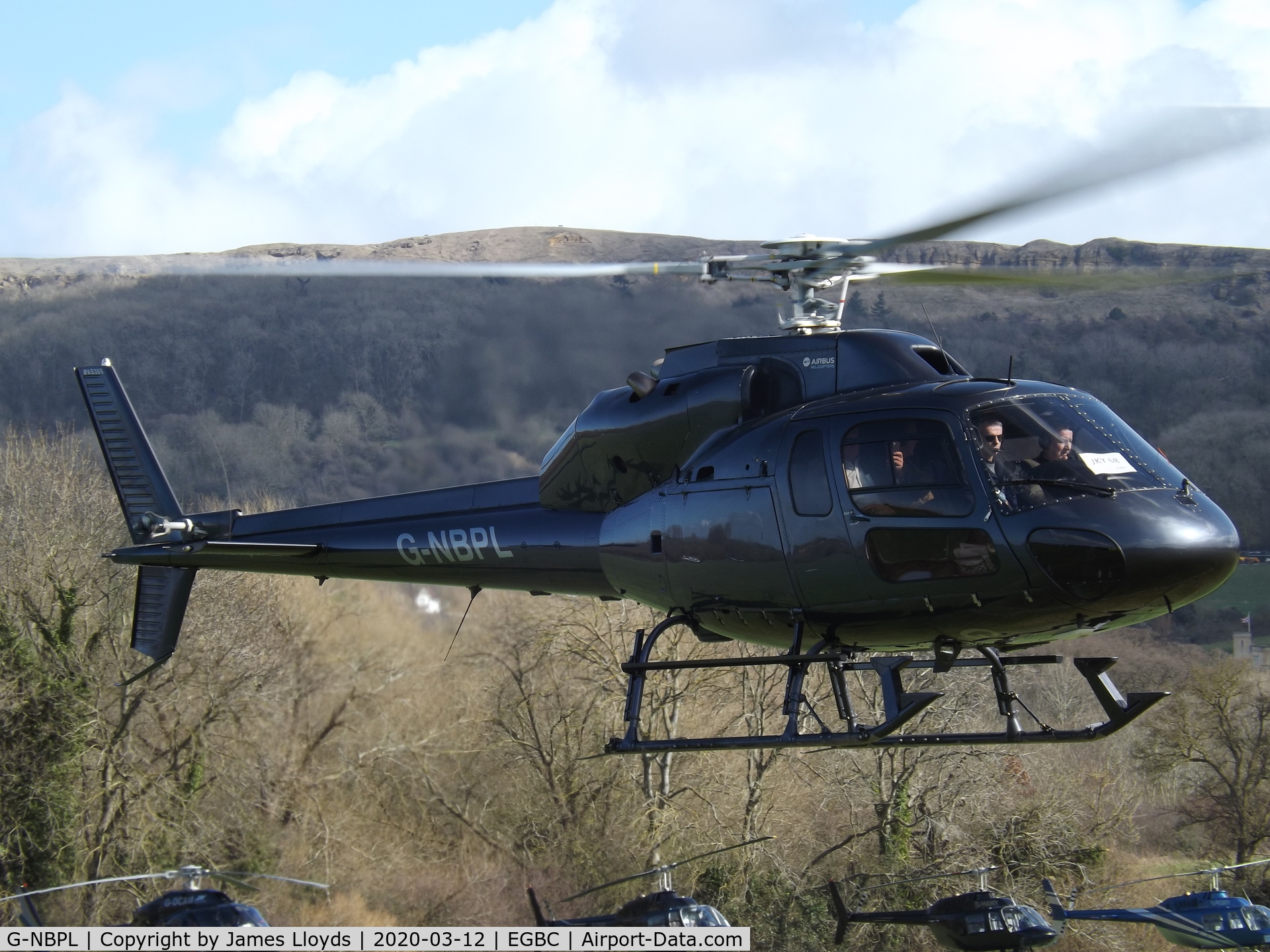 G-NBPL, 1991 Aérospatiale AS-355F-2 Ecureuil 2 C/N 5483, Arriving at Cheltenham Helipad for the 2020 Gold Cup