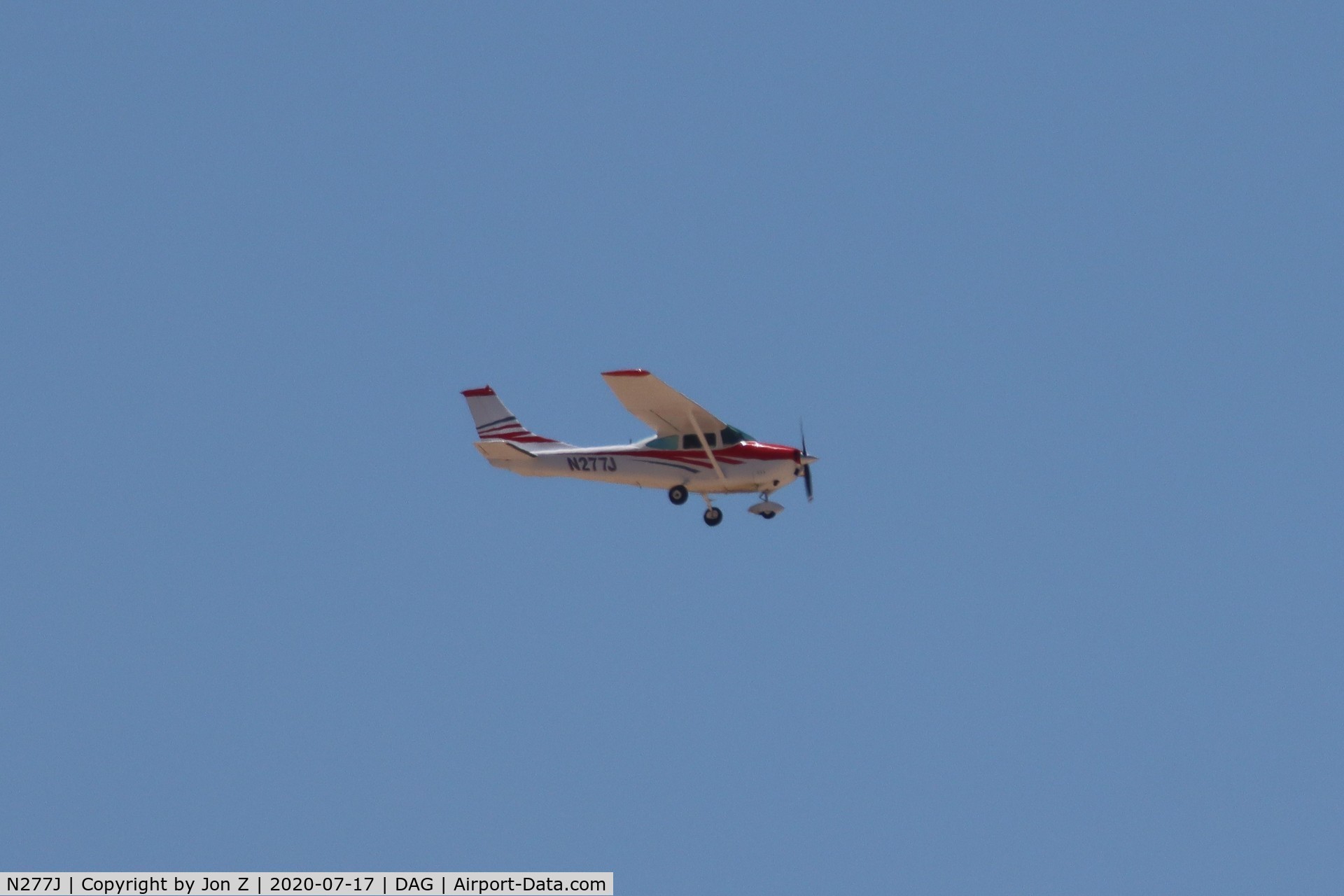 N277J, 1968 Cessna 182L Skylane C/N 18259292, flying west from DAG.  Flies over my work giving us a show every so many days.  Finally got a pic to share.