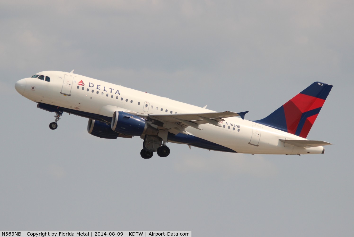 N363NB, 2003 Airbus A319-114 C/N 1990, DTW 2014