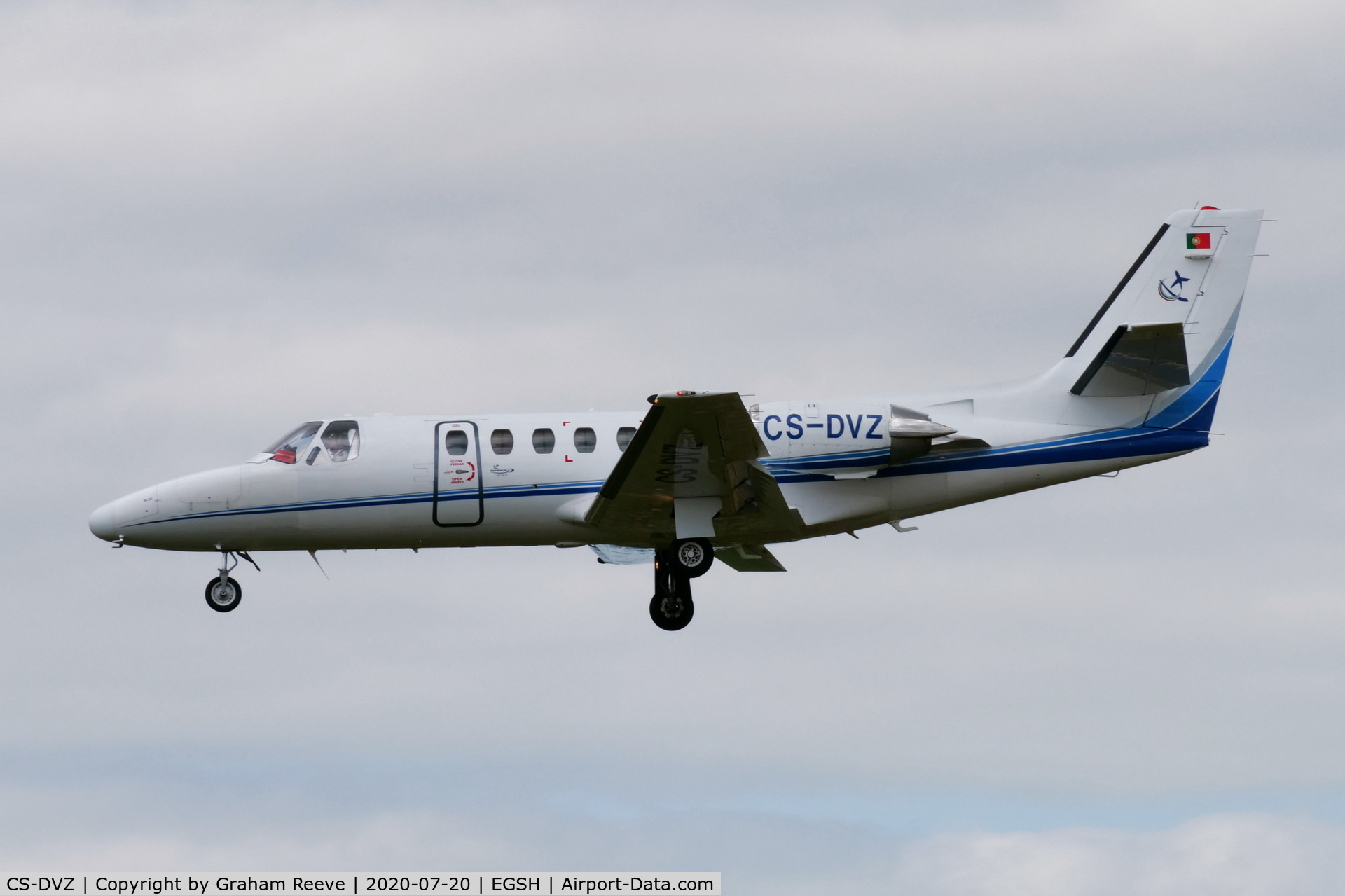 CS-DVZ, 1982 Cessna 550 Citation II C/N 550-0443, Landing at Norwich.