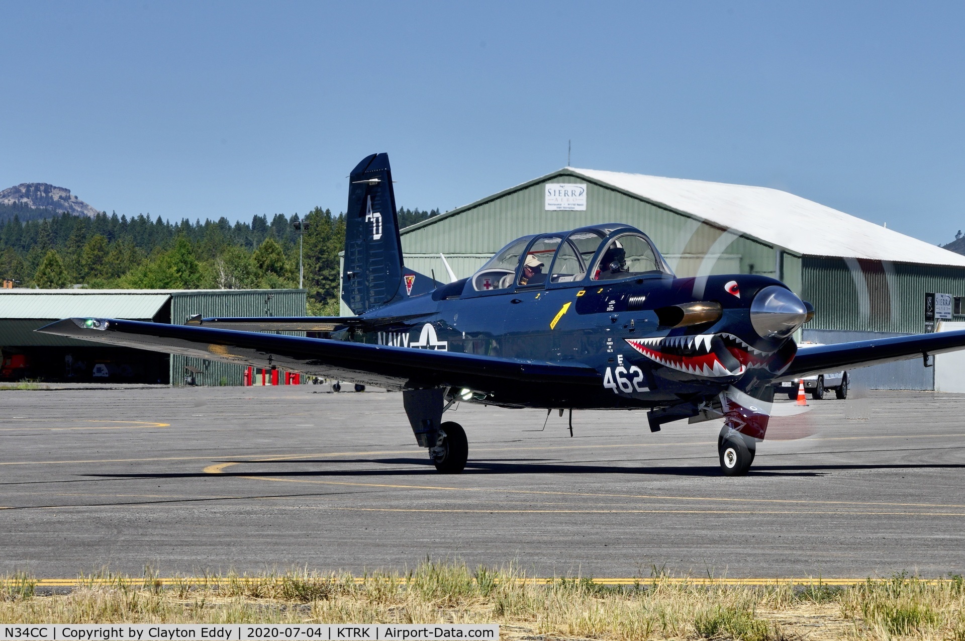 N34CC, 1982 Beech T-34C-1 Turbo Mentor C/N GM-86, Part of D-day Squadron Truckee Tahoe flyover July 4th 2020.