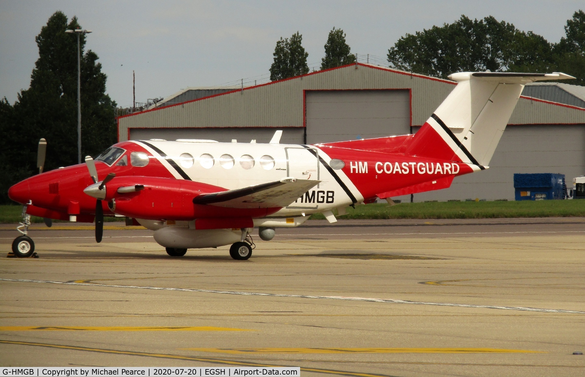 G-HMGB, 1980 Beech 200 Super King Air C/N BB-752, Parked on the SaxonAir ramp for refuel, whilst on a coastguard mission.
