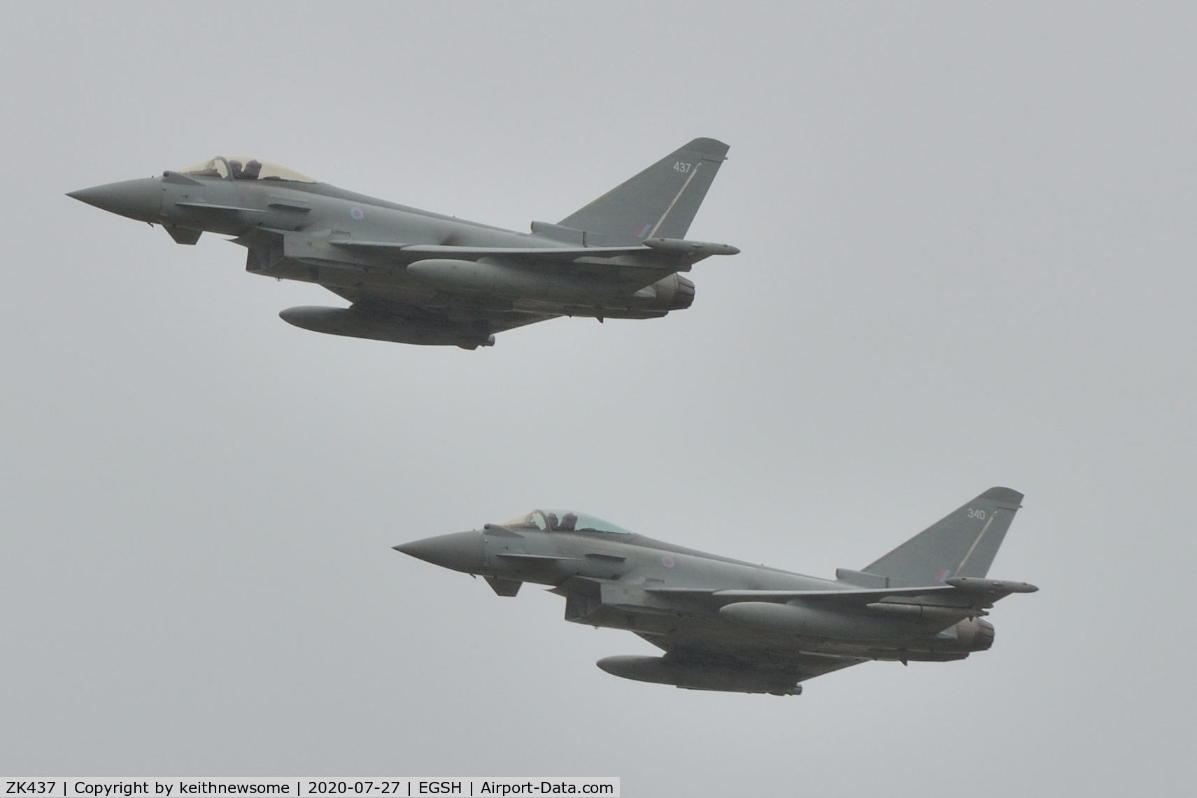 ZK437, 2019 Eurofighter EF-2000 Typhoon FGR.4 C/N BS153, With ZK340 as 'Brutal 21'.