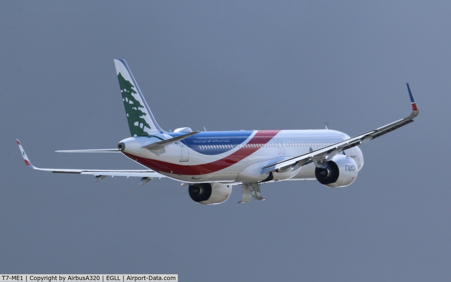 T7-ME1, 2020 Airbus A321-271NX C/N 9427, departing LHR