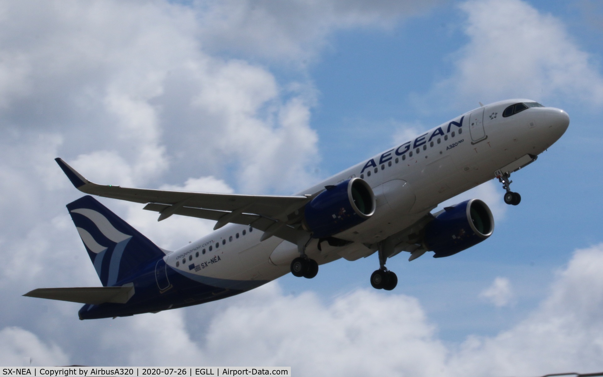 SX-NEA, 2020 Airbus A320-271N C/N 9497, Departing Heathrow