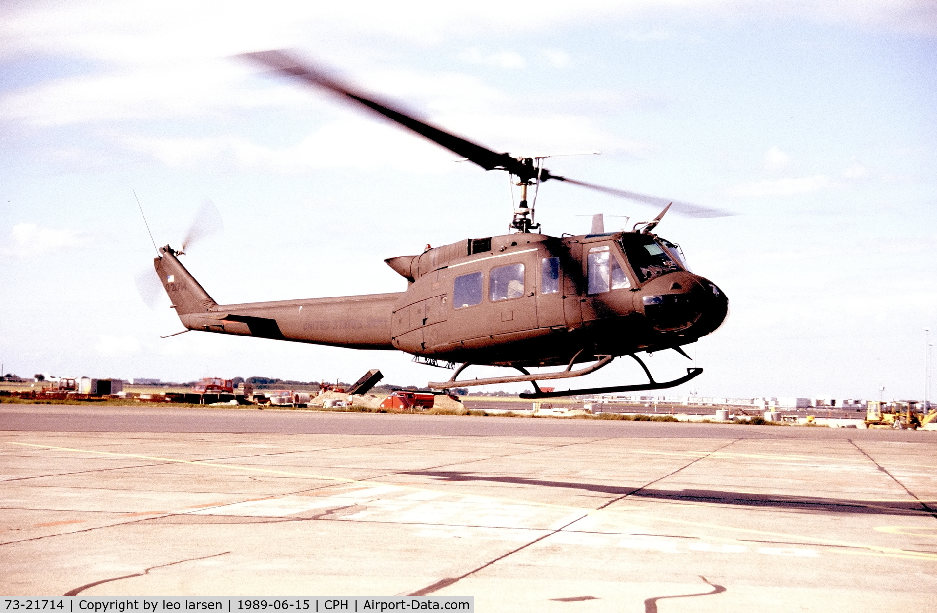 73-21714, 1973 Bell UH-1H Iroquois C/N 13402, Copenhagen 15.6.1989