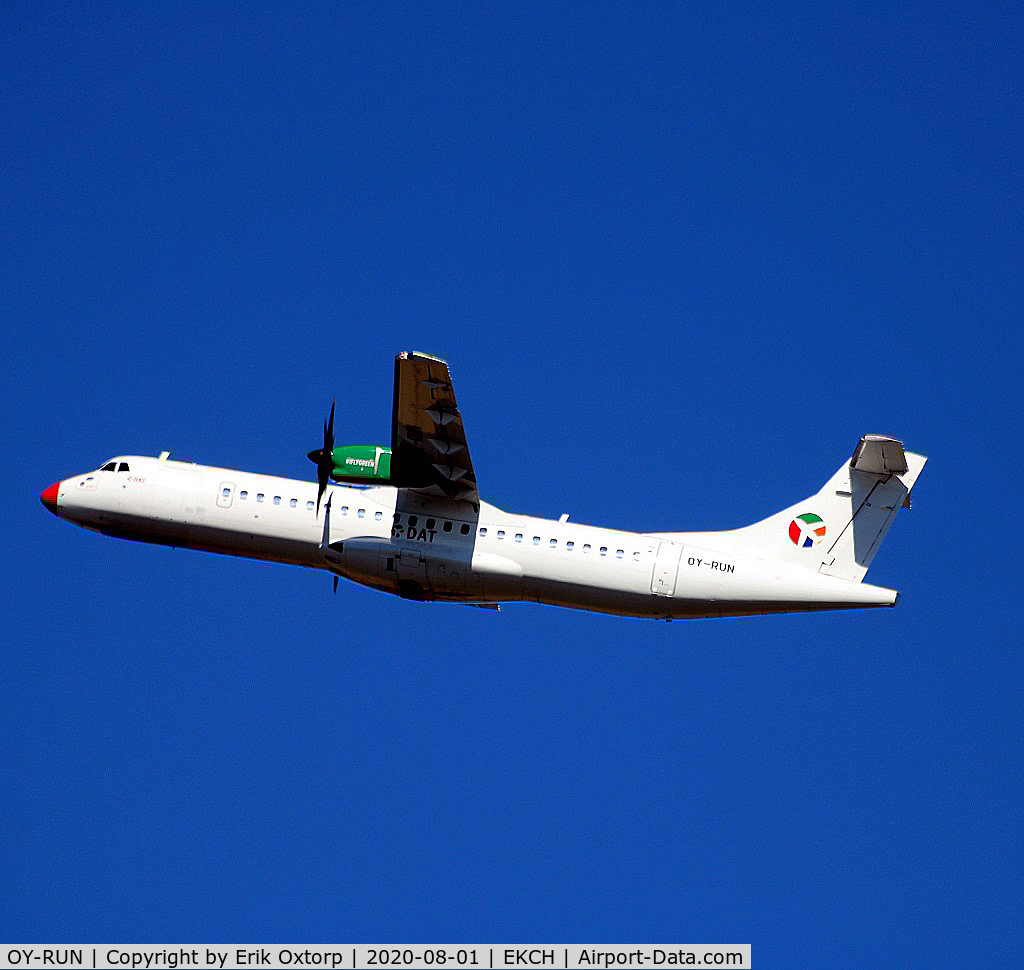 OY-RUN, 2018 ATR 72-600 (72-212A) C/N 1519, OY-RUN taking off rw 22R