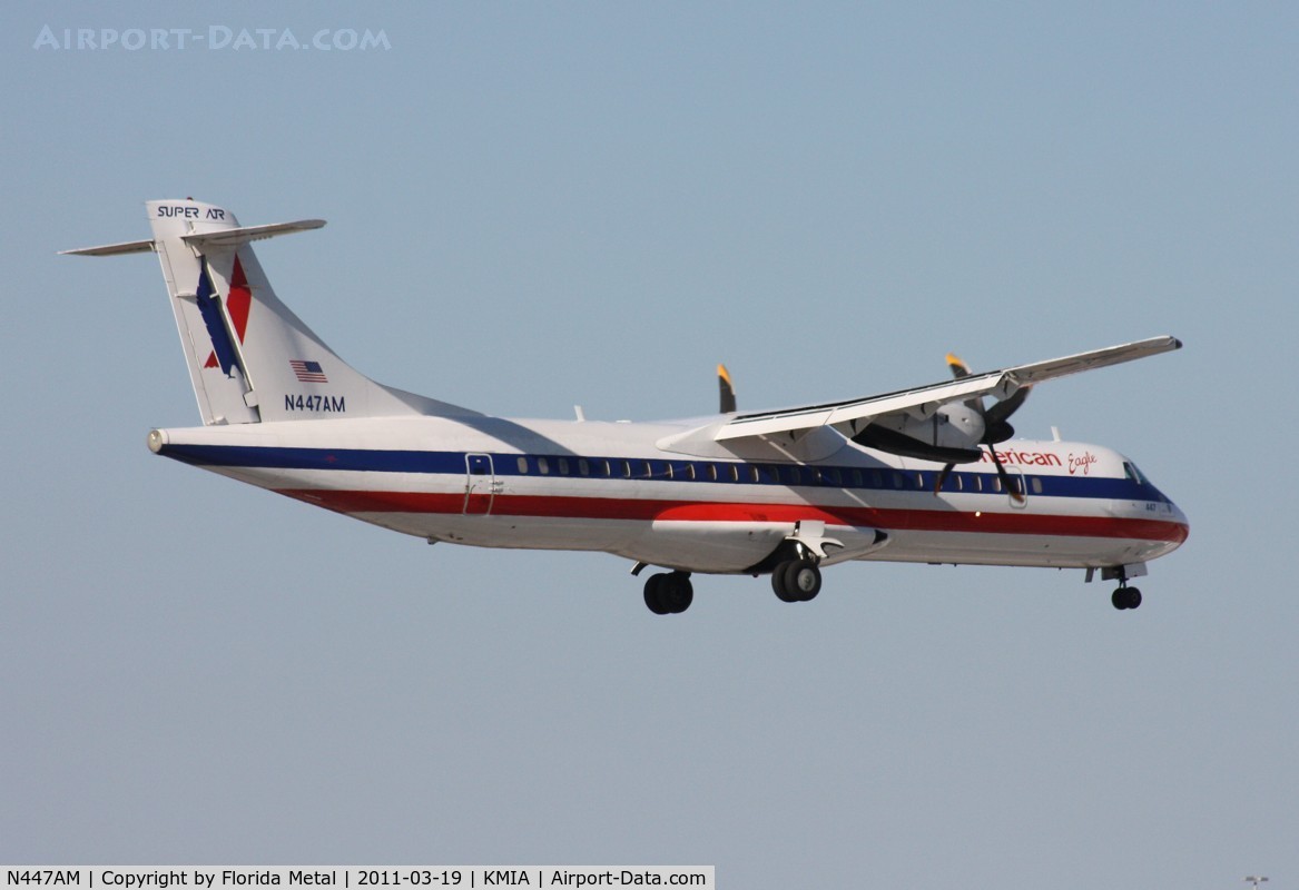 N447AM, 1995 ATR 72-212 C/N 447, MIA 2011