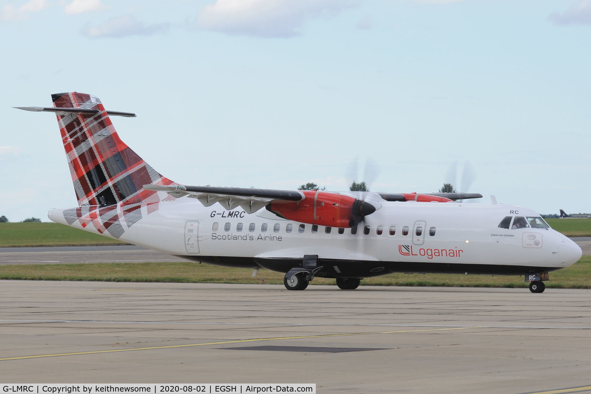 G-LMRC, 1996 ATR 42-500 C/N 480, Leaving Norwich for Aberdeen.