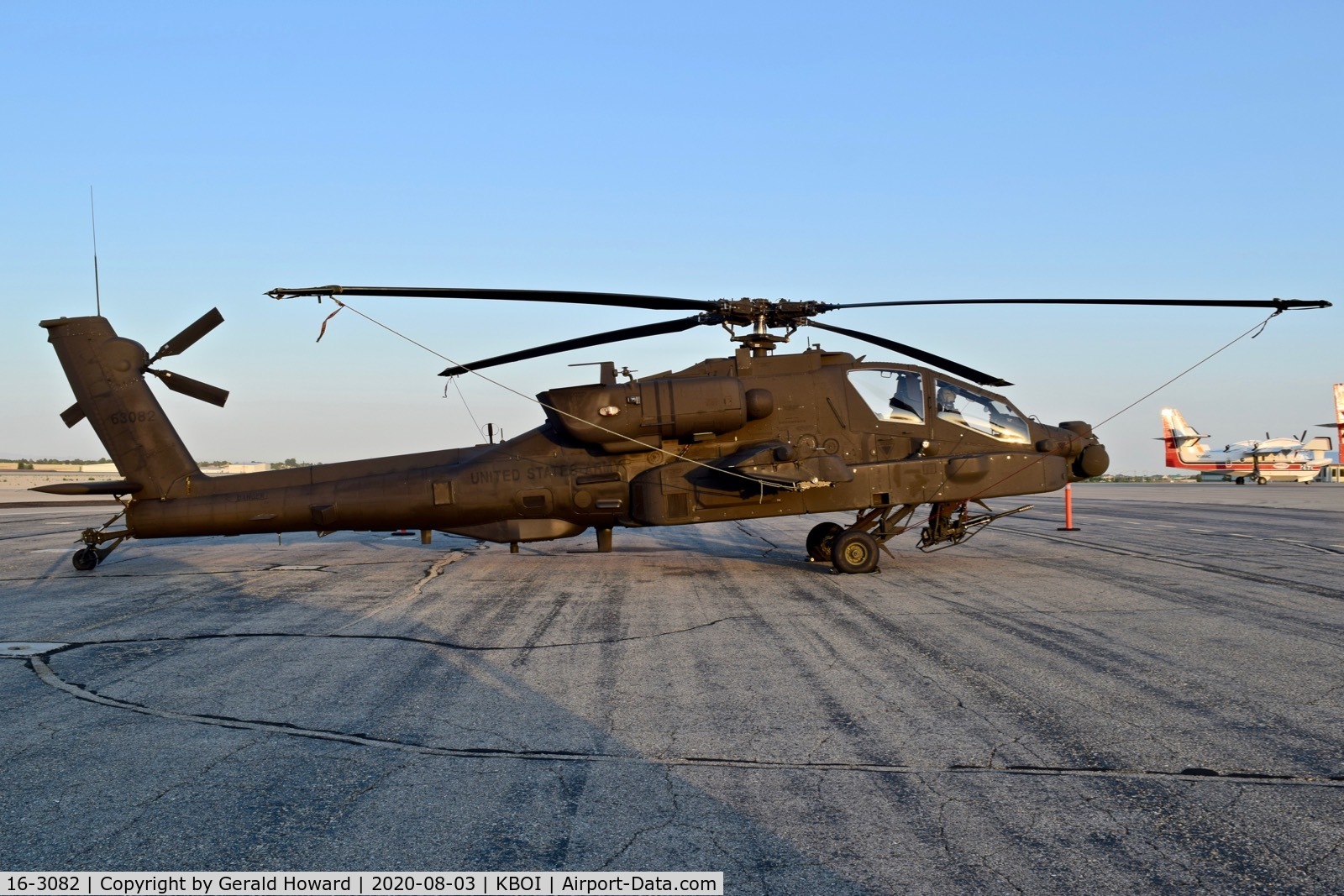 16-3082, 2016 Boeing AH-64E Apache Guardian C/N NM082, Parked on north GA ramp. Rebuilt to E model from a 2000 D model (00-05173).