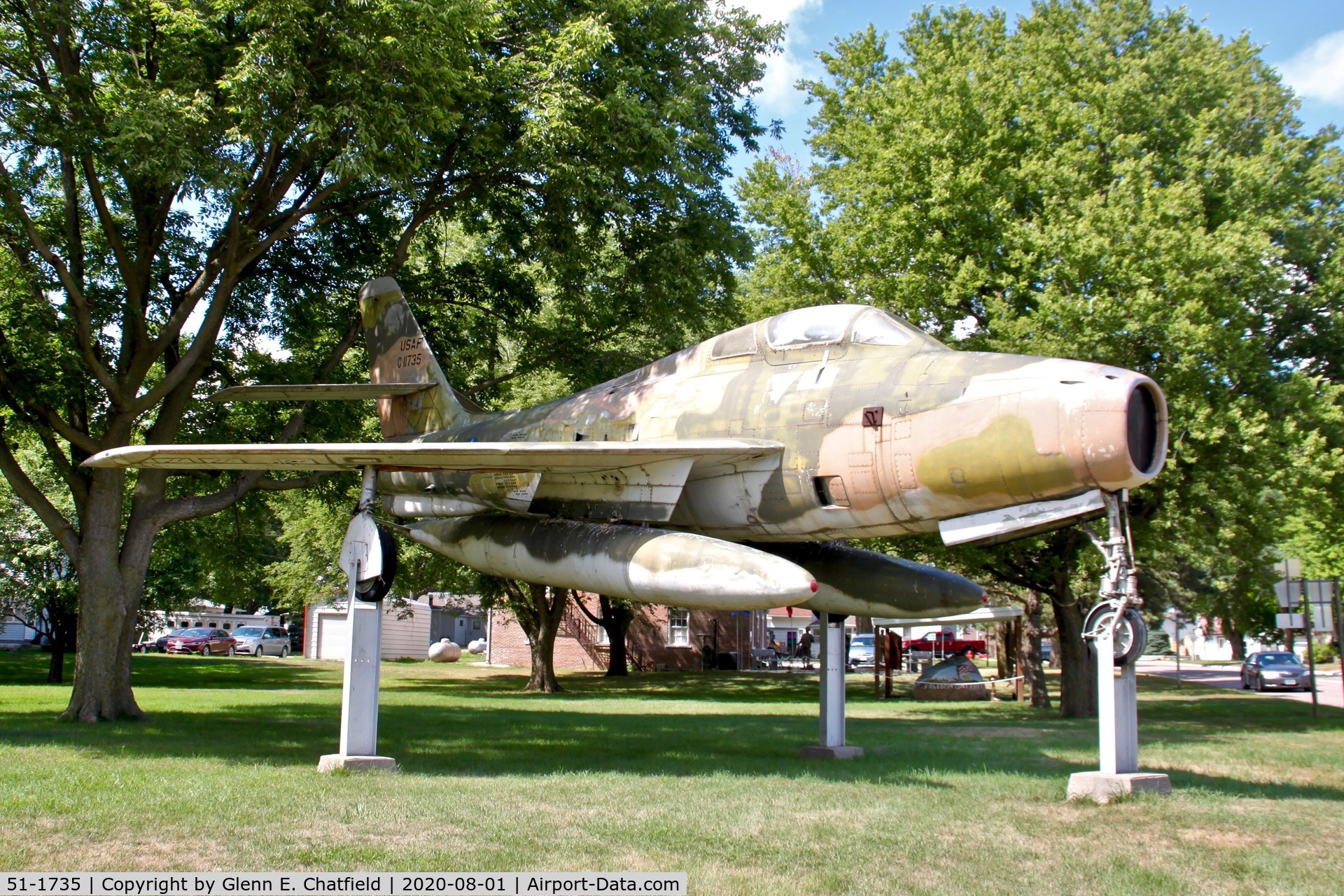 51-1735, 1951 Republic F-84F Thunderstreak C/N Not found 51-1735, At Correctionville, IA Veteran's Memorial Park