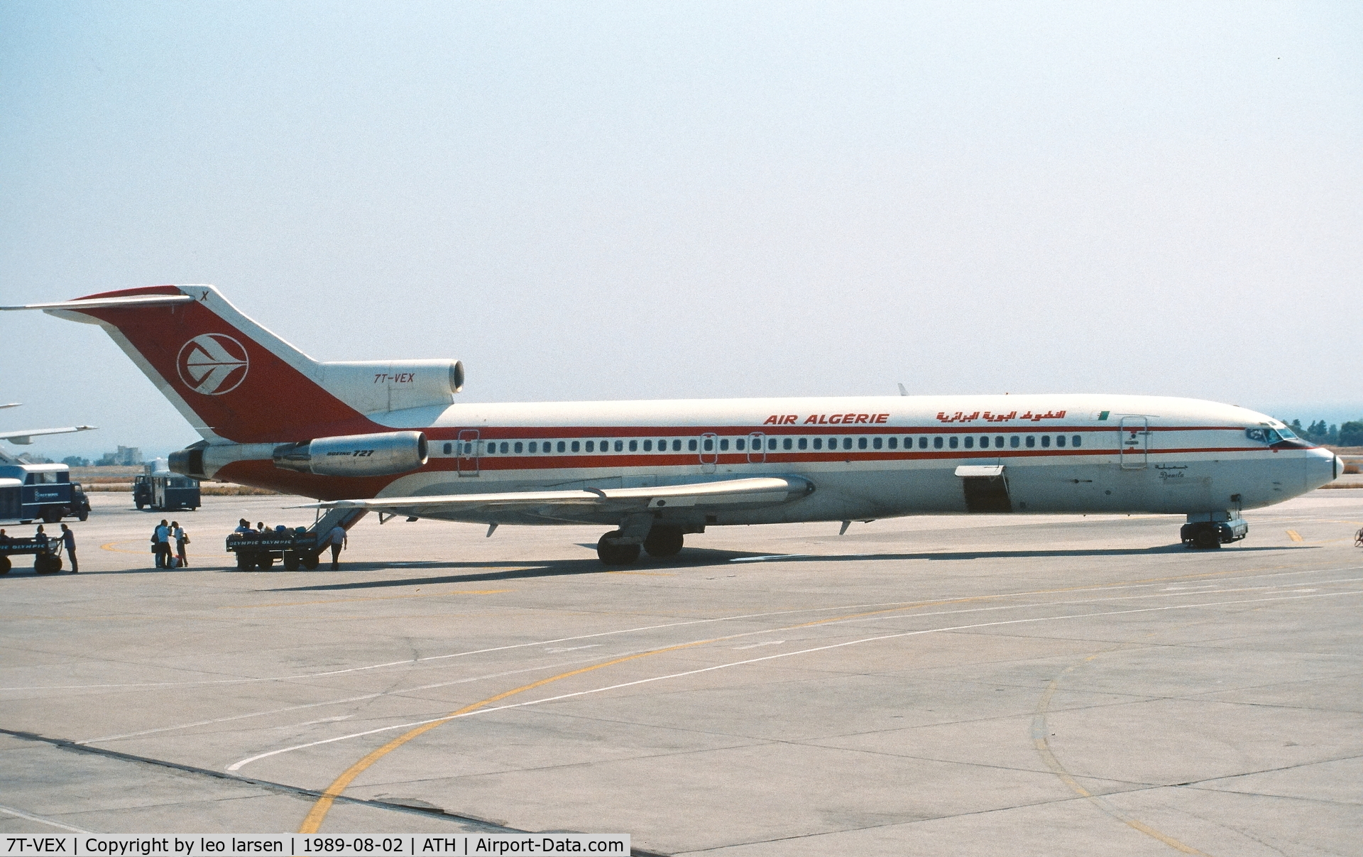 7T-VEX, 1982 Boeing 727-2D6 C/N 22765-1801, Athens 2.8.1989