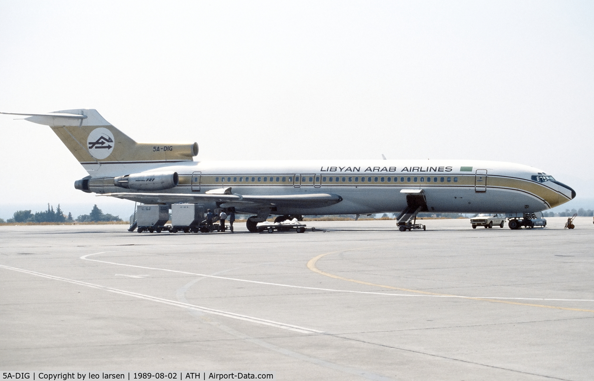 5A-DIG, 1977 Boeing 727-2L5 C/N 21333, Athens 2.8.1989