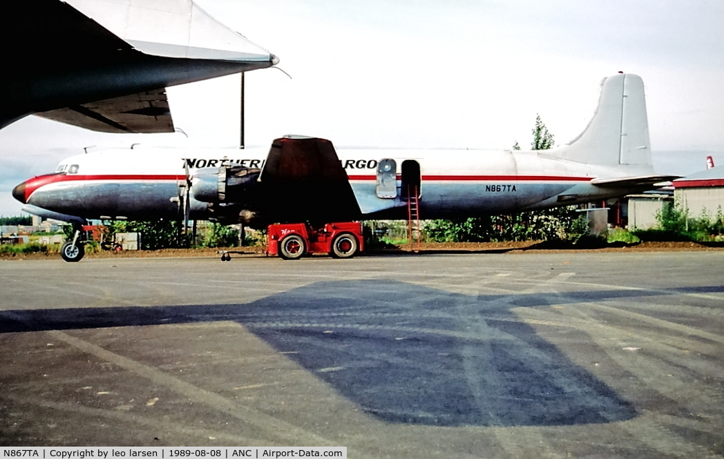 N867TA, 1957 Douglas DC-6B C/N 45202, Anchorage 8.8.1989