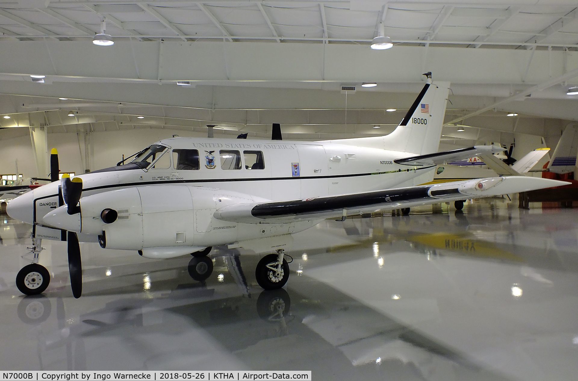 N7000B, 1966 Beech U-21A Ute C/N LM-01, Beechcraft U-21A Ute (Queen Air fuselage with King Air wings) at the Beechcraft Heritage Museum, Tullahoma TN