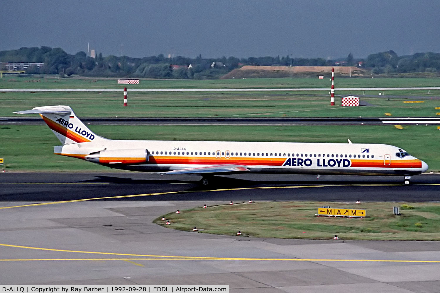 D-ALLQ, 1991 McDonnell Douglas MD-83 (DC-9-83) C/N 53014, D-ALLQ   McDonnell Douglas DC-9-83 (MD83) [53014] (Aero Lloyd) Dusseldorf Int'l~D 28/09/1992
