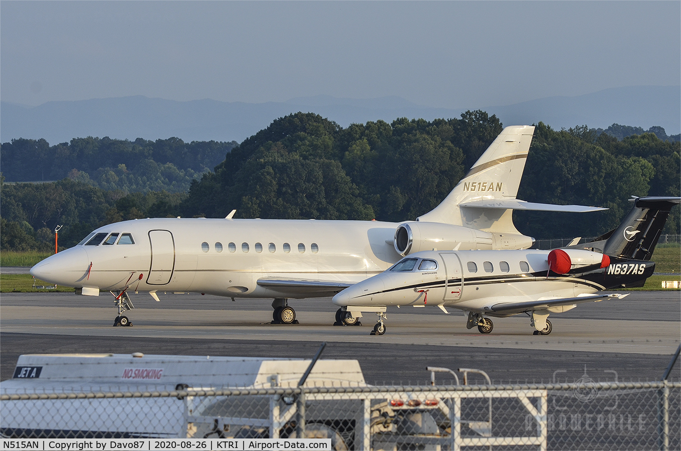 N515AN, 2015 Dassault Falcon 2000EX C/N 284, Parked at FBO Tri-Cities Aviation at Tri-Cities Airport.