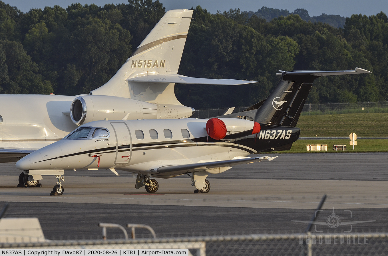 N637AS, 2010 Embraer EMB-500 Phenom 100 C/N 50000133, Parked at FBO Tri-Cities Aviation at Tri-Cities Airport
