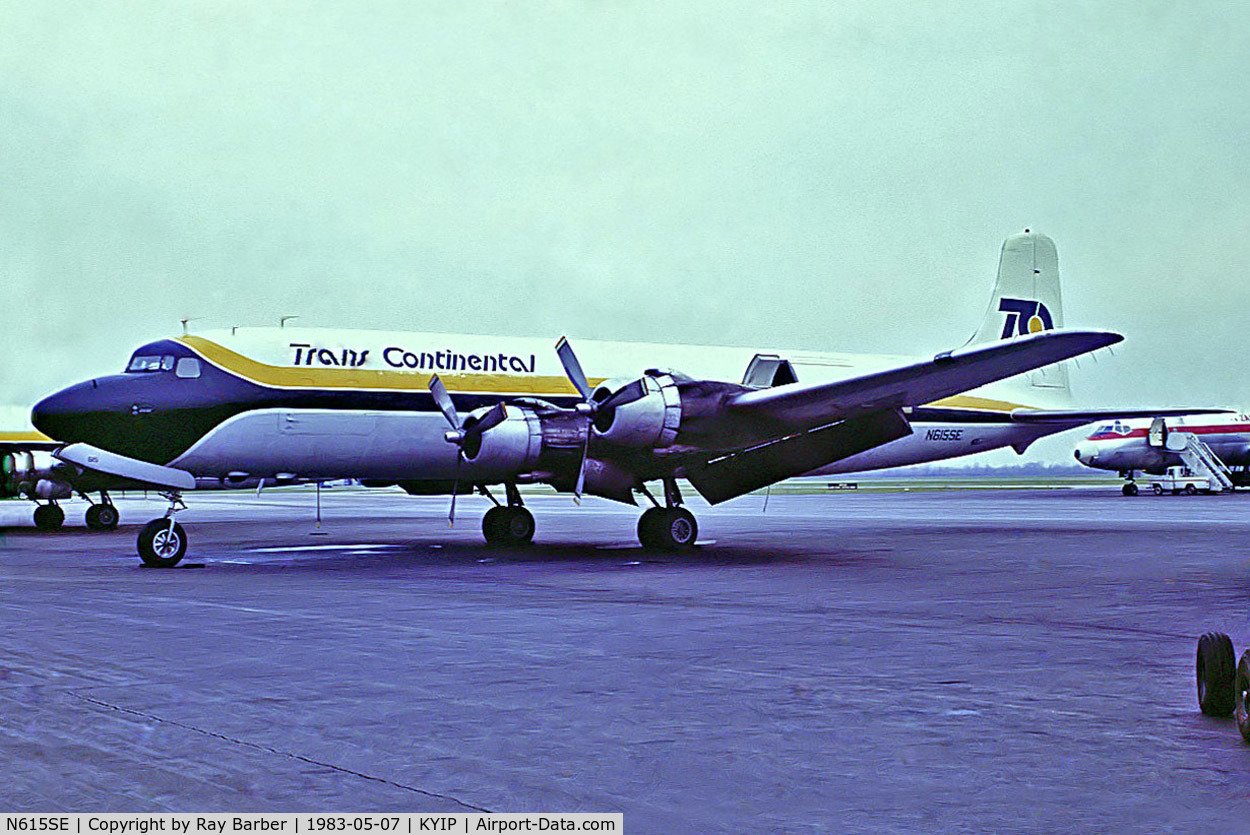 N615SE, Douglas DC-6A C/N 43296, N615SE   Douglas DC-6A [43296] (Trans Continental Airlines) Detroit-Willow Run~N 07/05/1983