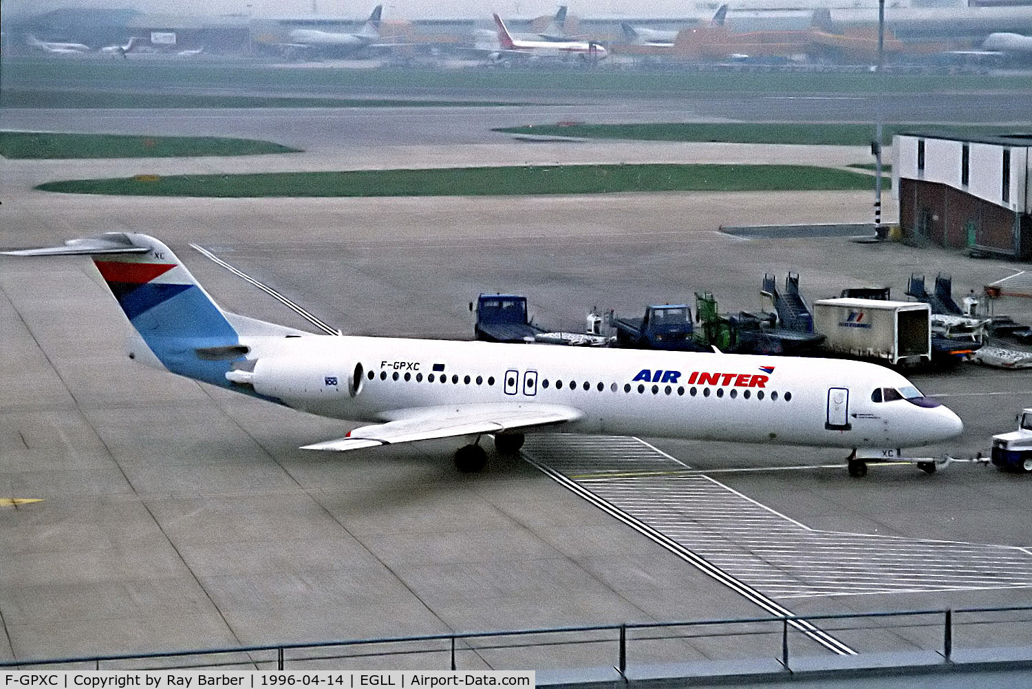 F-GPXC, 1994 Fokker 100 (F-28-0100) C/N 11493, F-GPXC   Fokker F-100 [11493] (Air Inter) Heathrow~G 14/04/1996