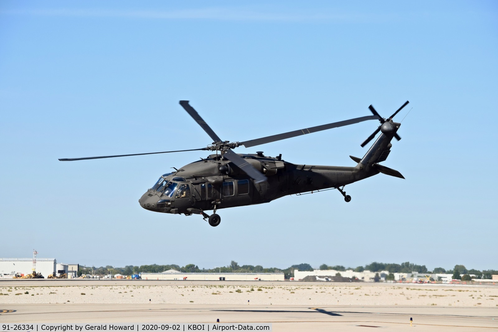 91-26334, 1991 Sikorsky UH-60L Black Hawk C/N 70-1632, Departing BOI.
