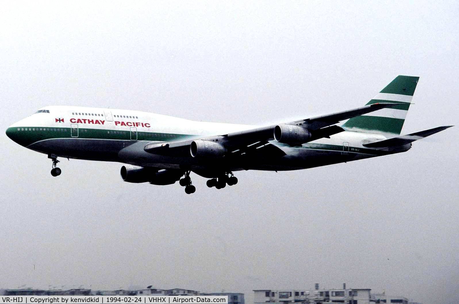 VR-HIJ, 1986 Boeing 747-367 C/N 23392, At Hong Kong Airport (Kai Tak) on a George Pick Aviation Tour.