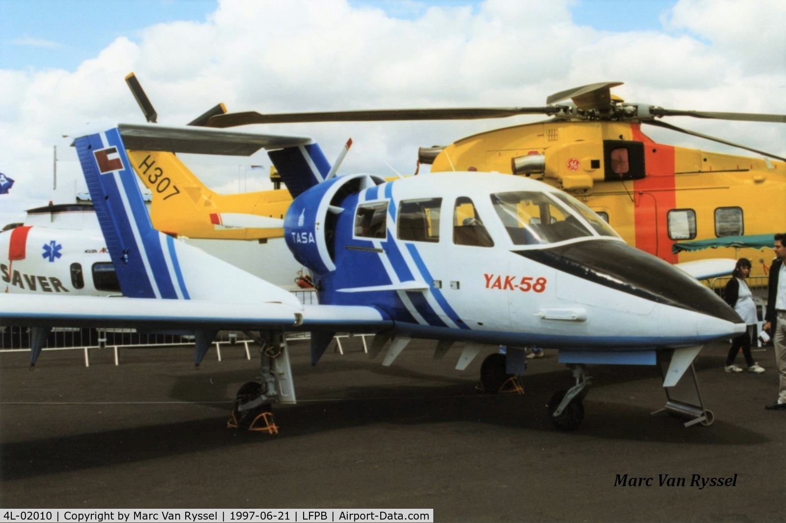 4L-02010, Yakovlev Yak-58 C/N not found 4L-02010, Paris Air Show 1997.
