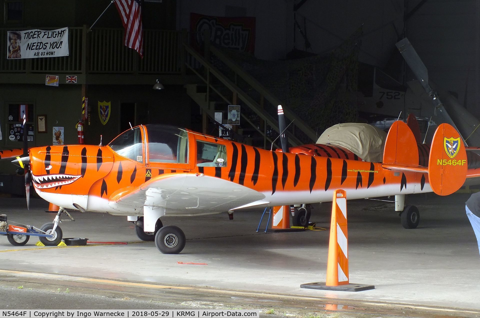 N5464F, 1967 Alon A-2A Aircoupe C/N B-264, Alon A-2A Aircoupe of the TigerFlight Foundation in the hangar with the Museum of Flight at Richard B. Russell Airport, Rome GA