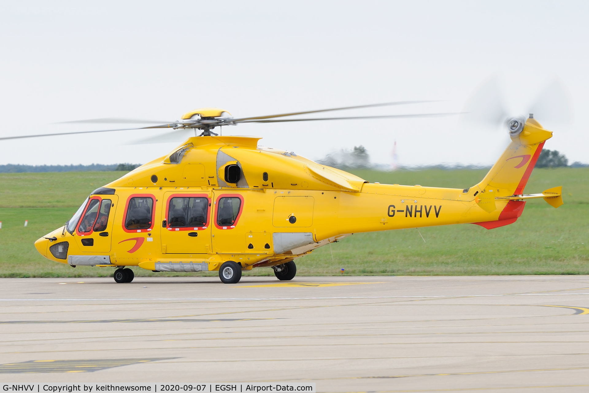 G-NHVV, 2014 Airbus Helicopters EC-175B C/N 5002, Arriving at Norwich from Aberdeen.