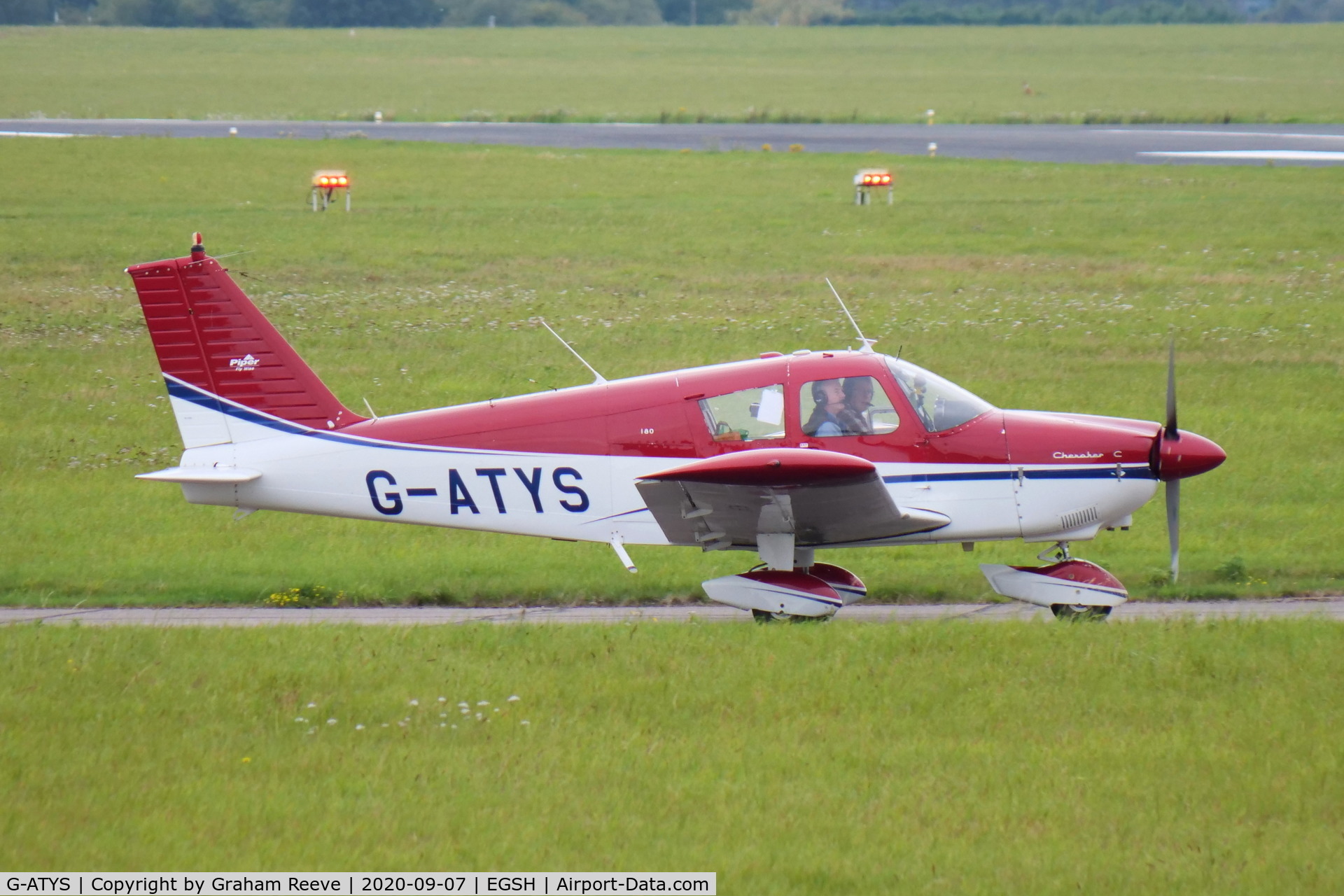 G-ATYS, 1966 Piper PA-28-180 Cherokee C/N 28-3296, Departing from Norwich