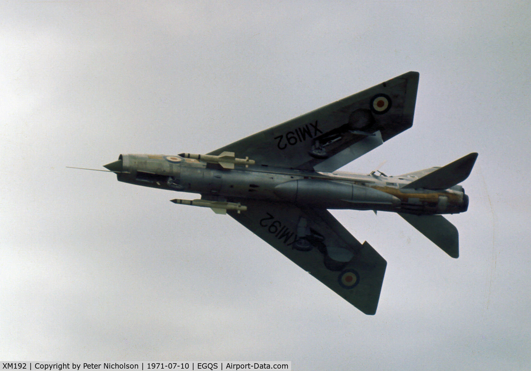 XM192, 1961 English Electric Lightning F.1A C/N 95090, This Target Facilities Flight Lightning F.1A attended the 1971 RNAS Lossiemouth Air Show