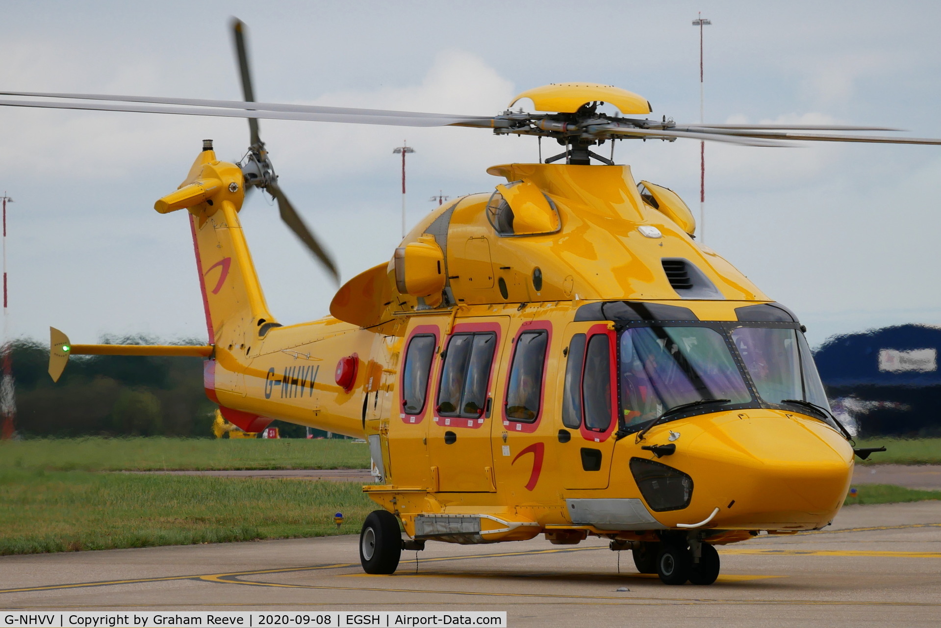 G-NHVV, 2014 Airbus Helicopters EC-175B C/N 5002, Just landed at Norwich.