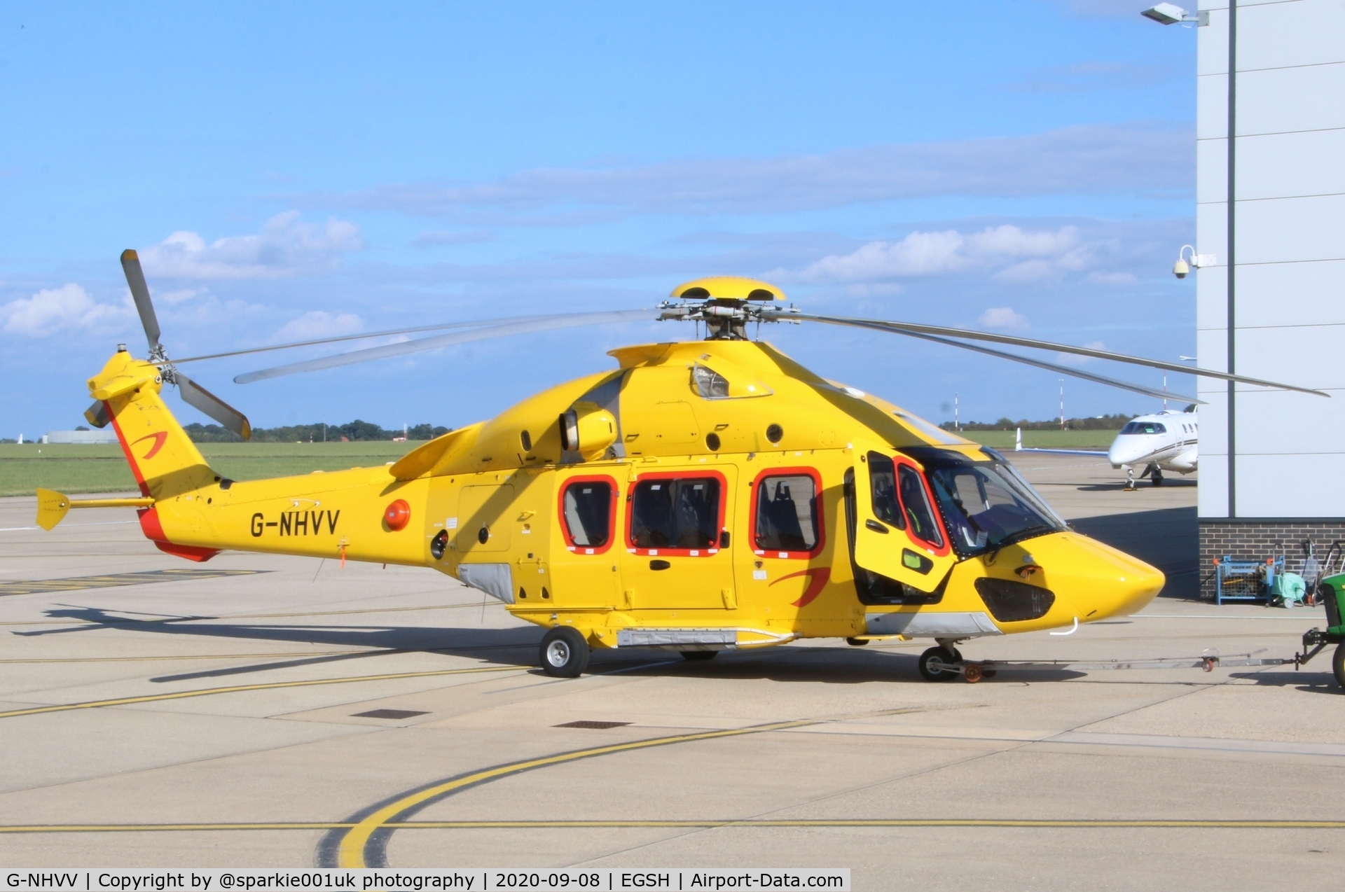 G-NHVV, 2014 Airbus Helicopters EC-175B C/N 5002, Being towed to NHV hangar at Norwich