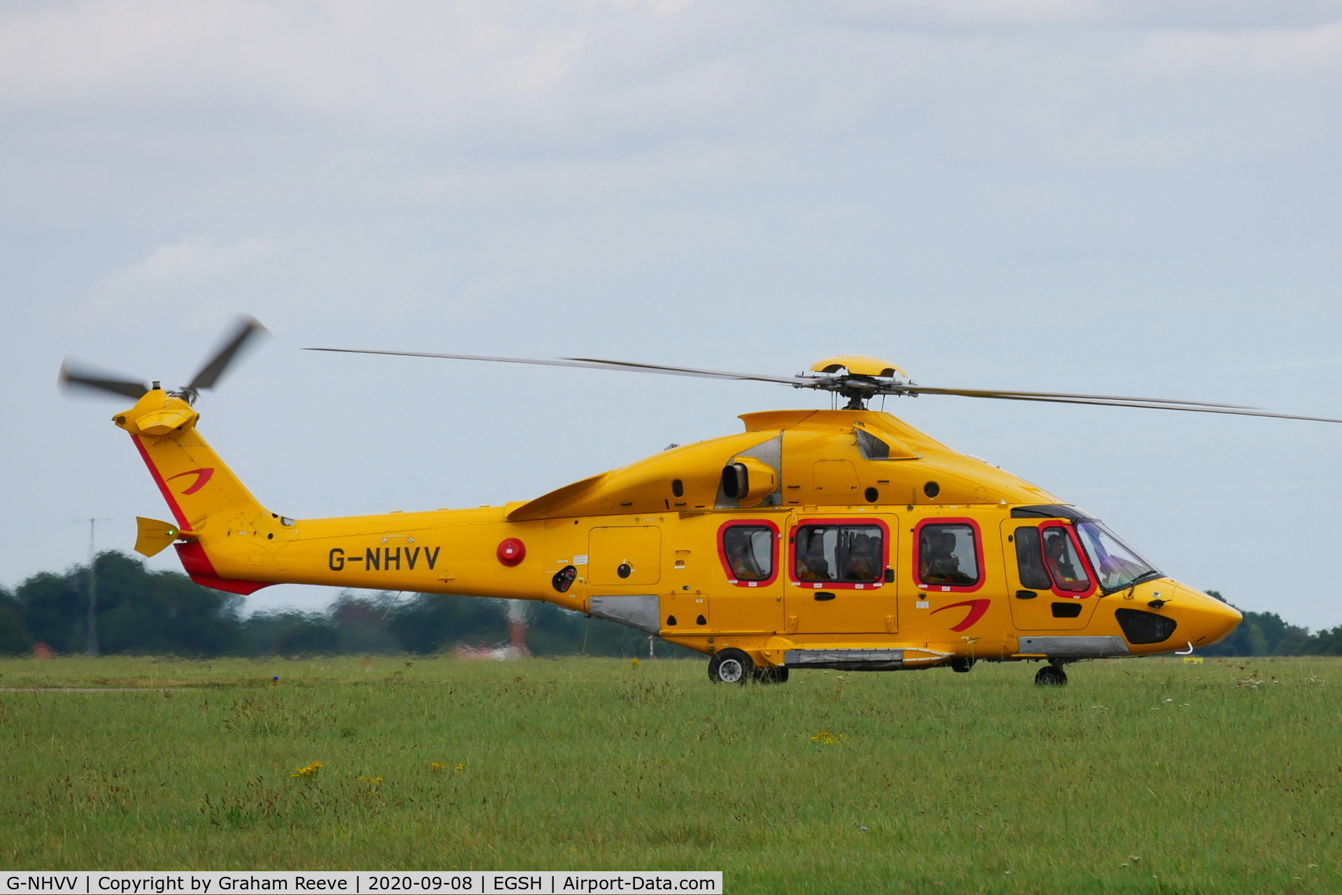 G-NHVV, 2014 Airbus Helicopters EC-175B C/N 5002, Just landed at Norwich.