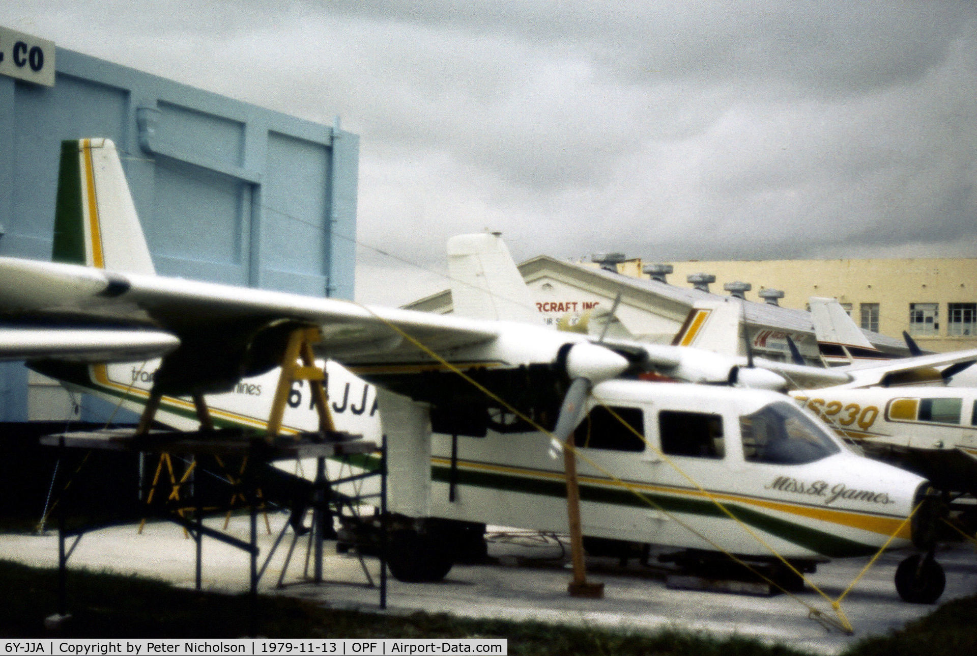 6Y-JJA, Britten-Norman BN-2A-9 Islander C/N 368, BN-2A Islander of Trans-Jamaican Airlines seen at Opa-Locka in November 1979.