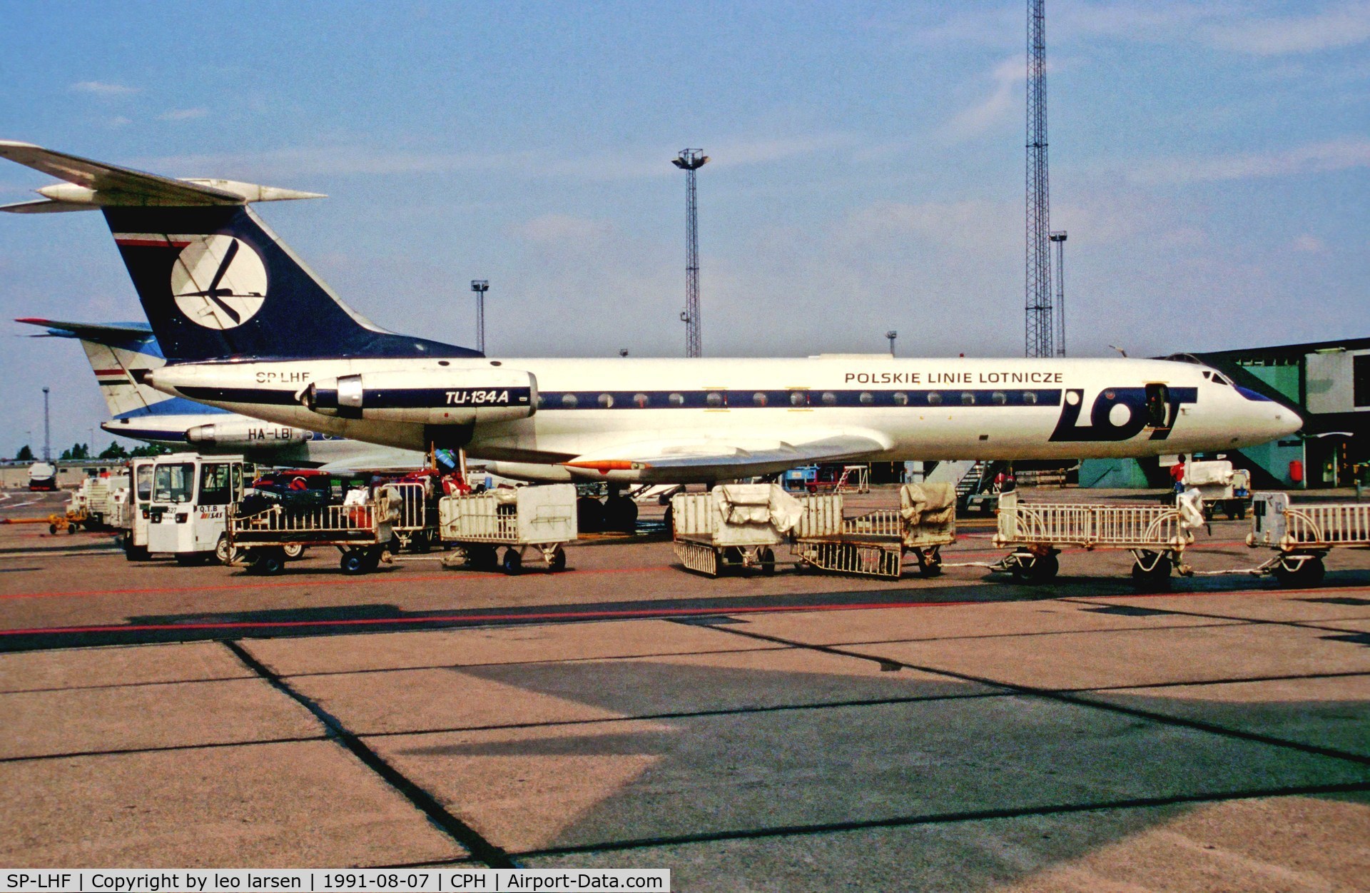 SP-LHF, 1973 Tupolev Tu-134A C/N 3352005, Copenhagen 7.8.1991
