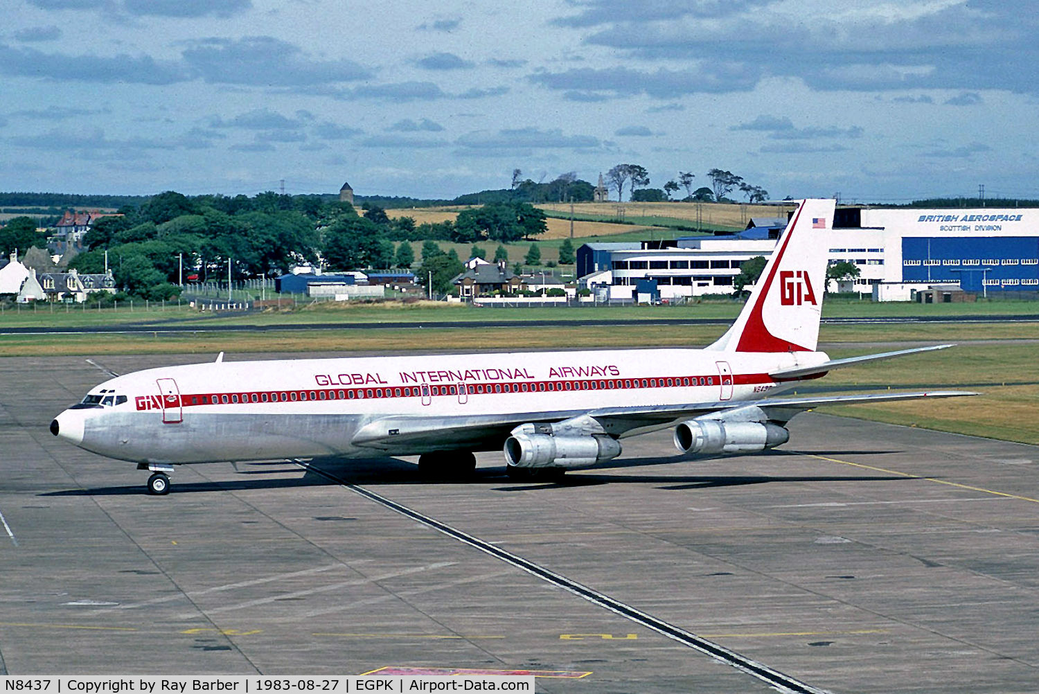 N8437, 1969 Boeing 707-323B C/N 20176, N8437   Boeing 707-323B [20176] (Global International Airways) Glasgow-Prestwick~G 27/08/1983