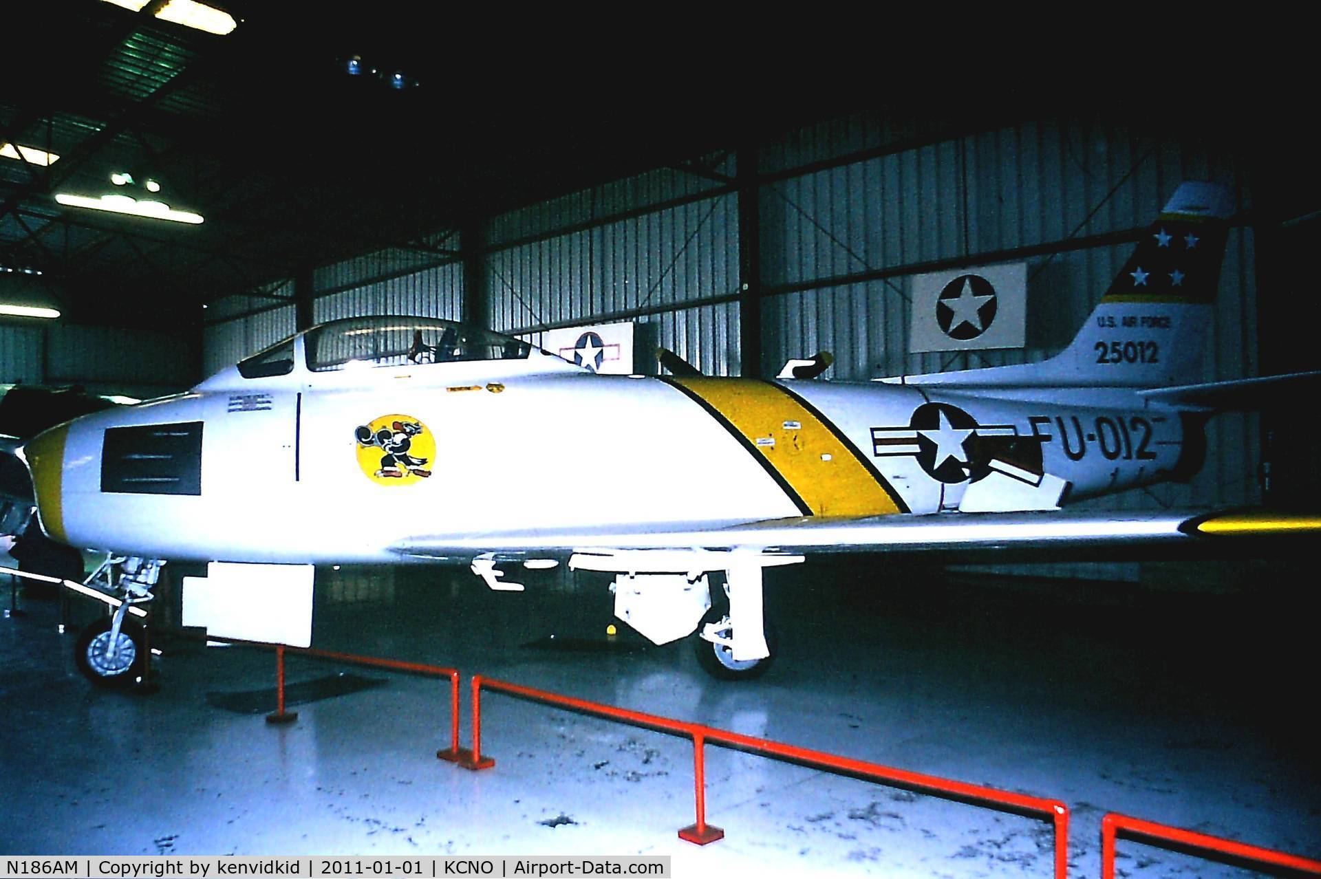 N186AM, 1952 North American F-86F Sabre C/N 191-708, At Chino circa 1996.