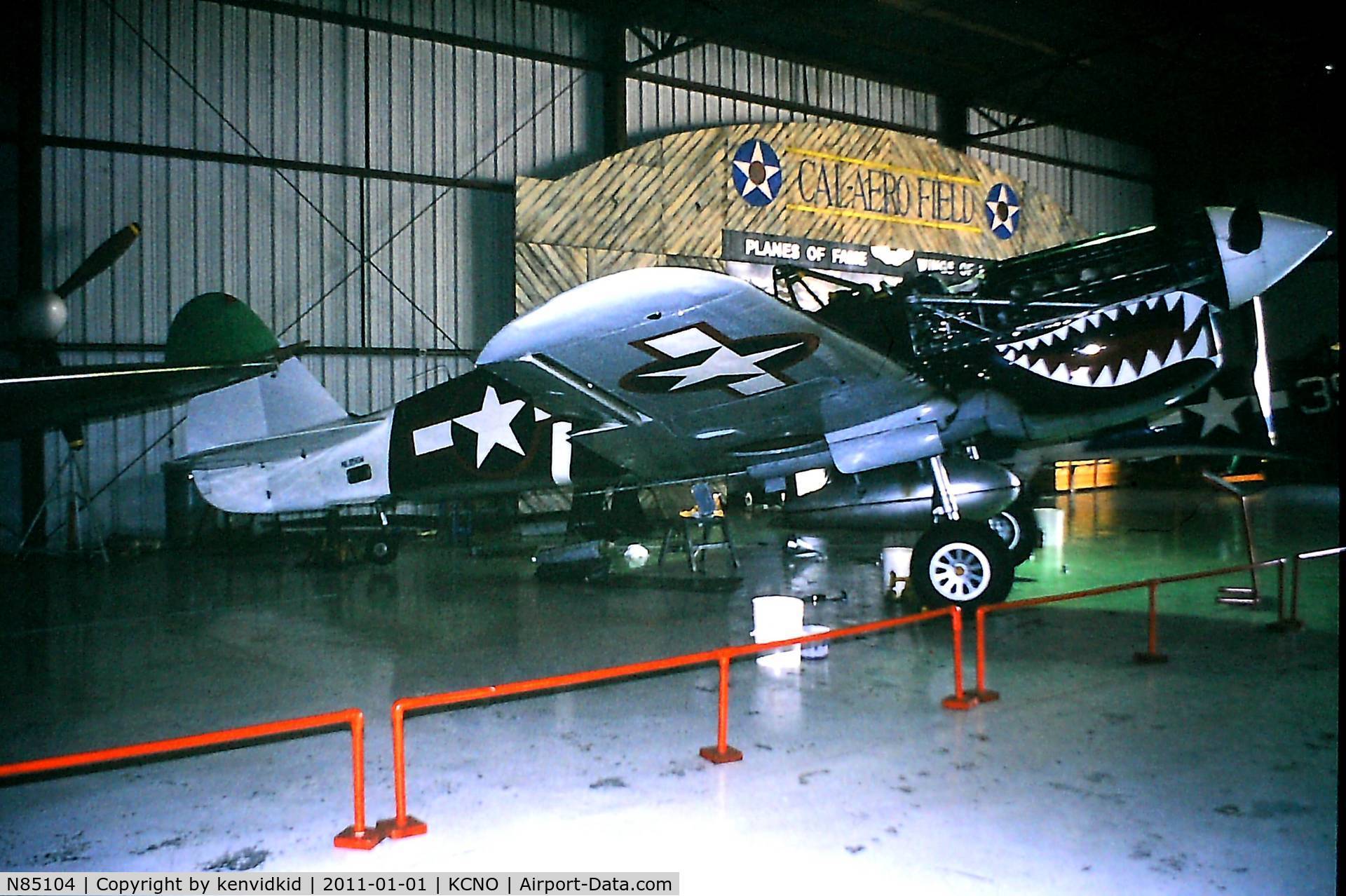 N85104, Curtiss P-40N-5CU Kittyhawk C/N 28954/F858, At Chino circa 1996.