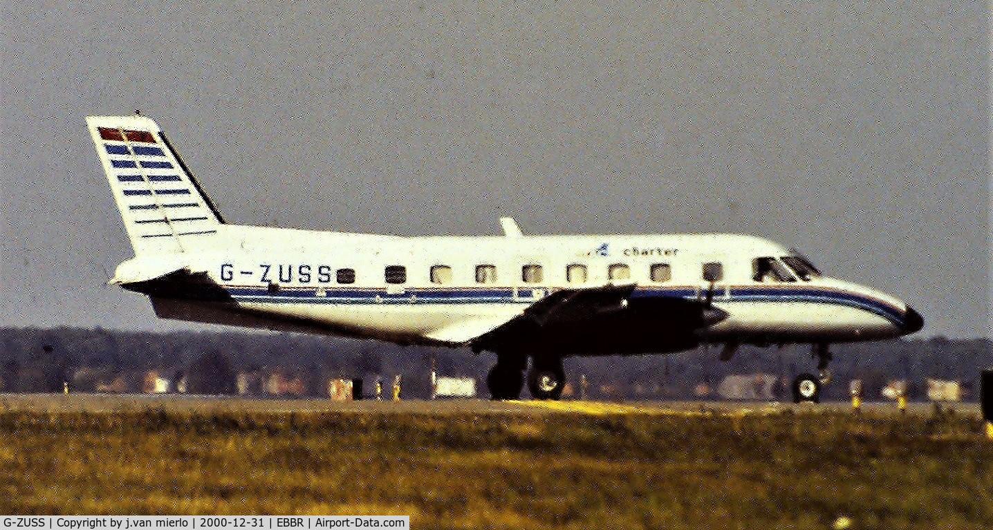 G-ZUSS, 1979 Embraer EMB-110P1 Bandeirante C/N 110215, Holding rwy 02 scan slide+photoshop