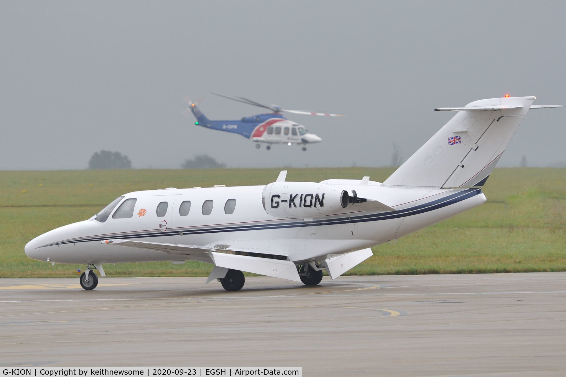 G-KION, 1998 Cessna 525 CitationJet CJ1 C/N 525-0292, Arriving at Norwich from Newcastle.