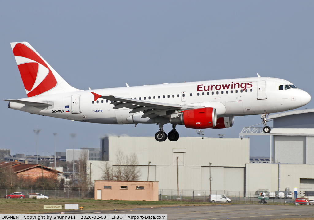 OK-NEN, 2008 Airbus A319-112 C/N 3436, Landing rwy 14R... basic CSA c/s with additional Eurowings titles
