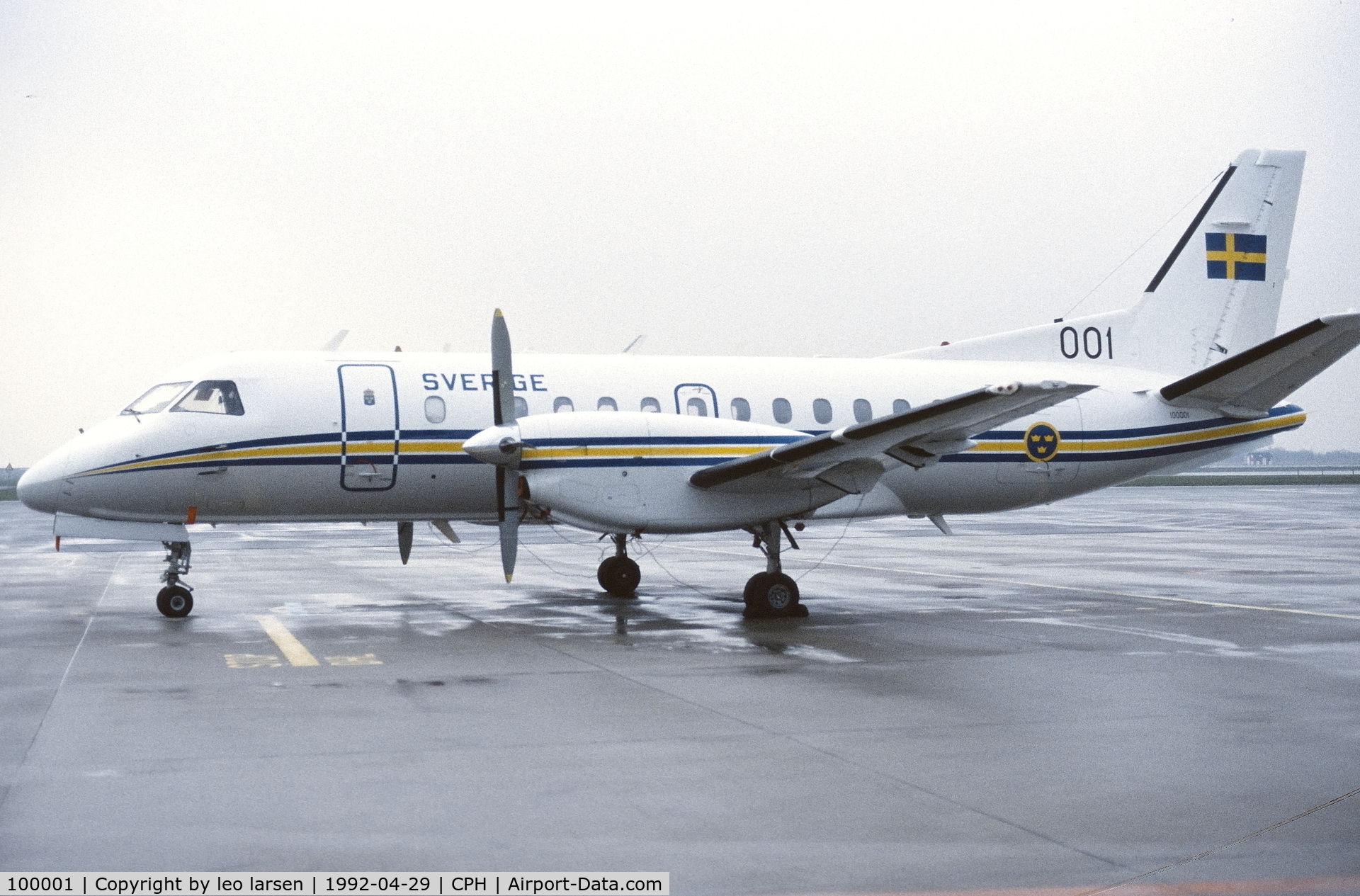 100001, 1989 Saab Tp100 (340B) C/N 340B-170, Copenhagen 29.4.1992