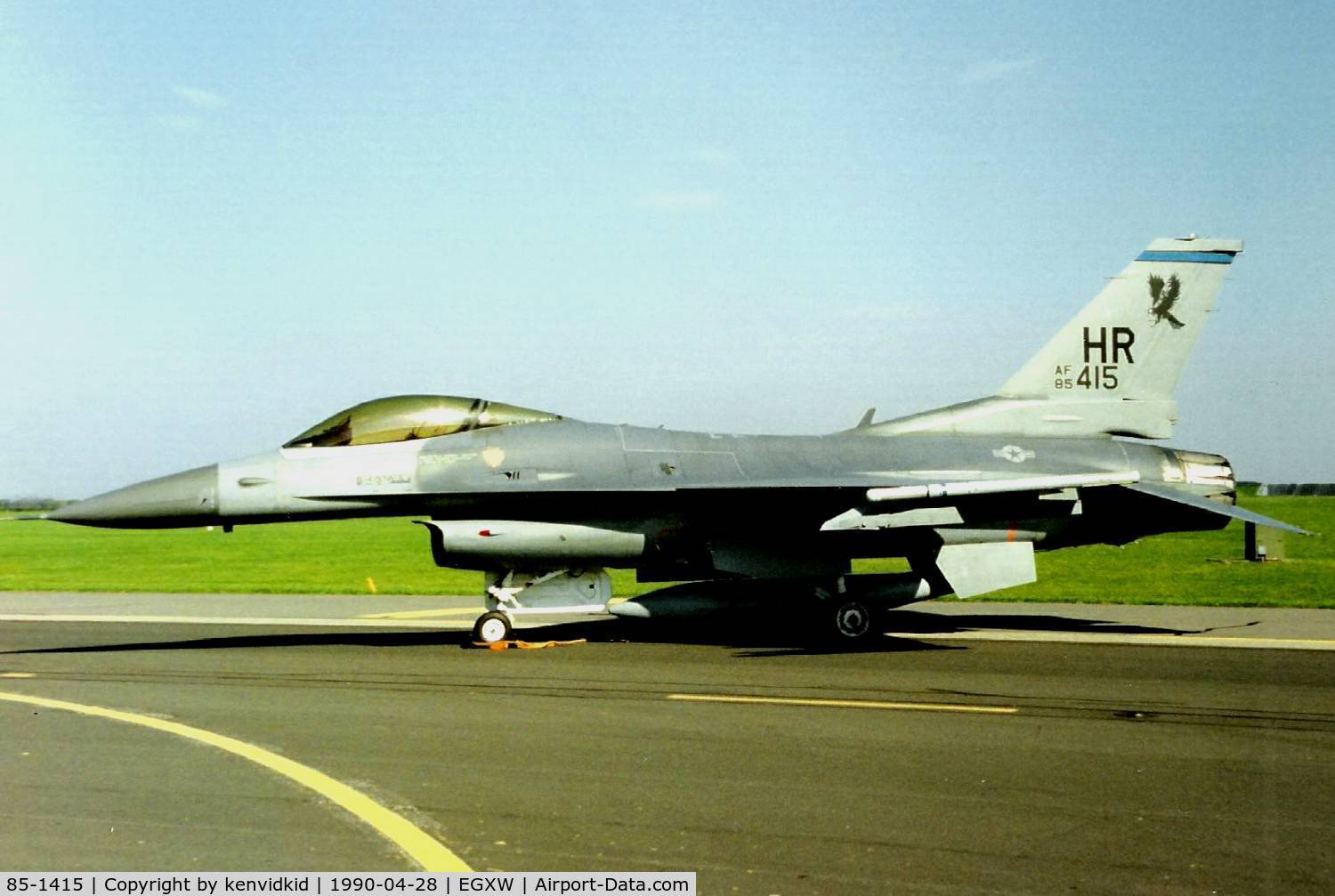 85-1415, 1985 General Dynamics F-16C Fighting Falcon C/N 5C-195, At the Waddington 1990 photocall.